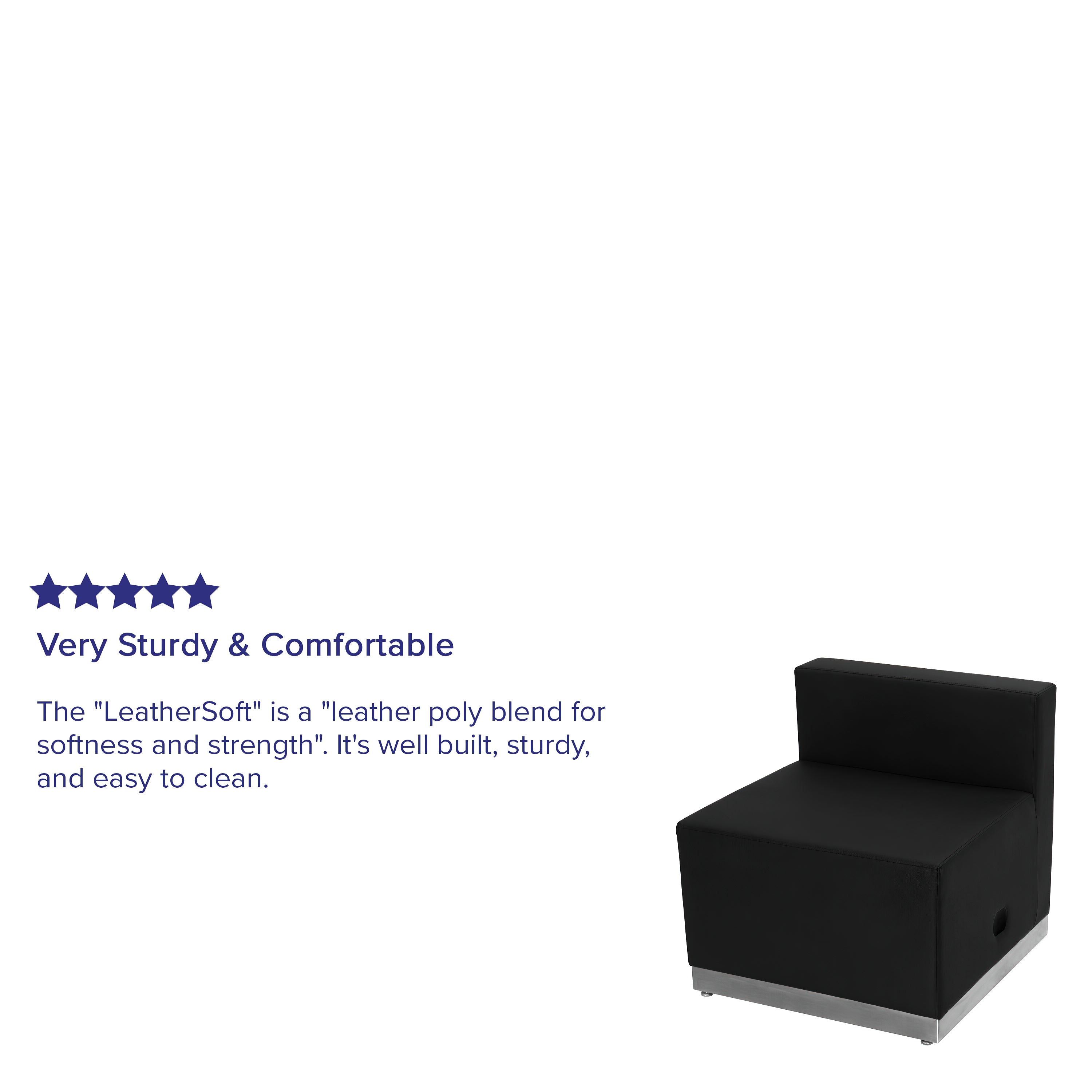 HERCULES Alon Series Black LeatherSoft Chair with Brushed Stainless Steel Base