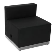 HERCULES Alon Series Black LeatherSoft Chair with Brushed Stainless Steel Base