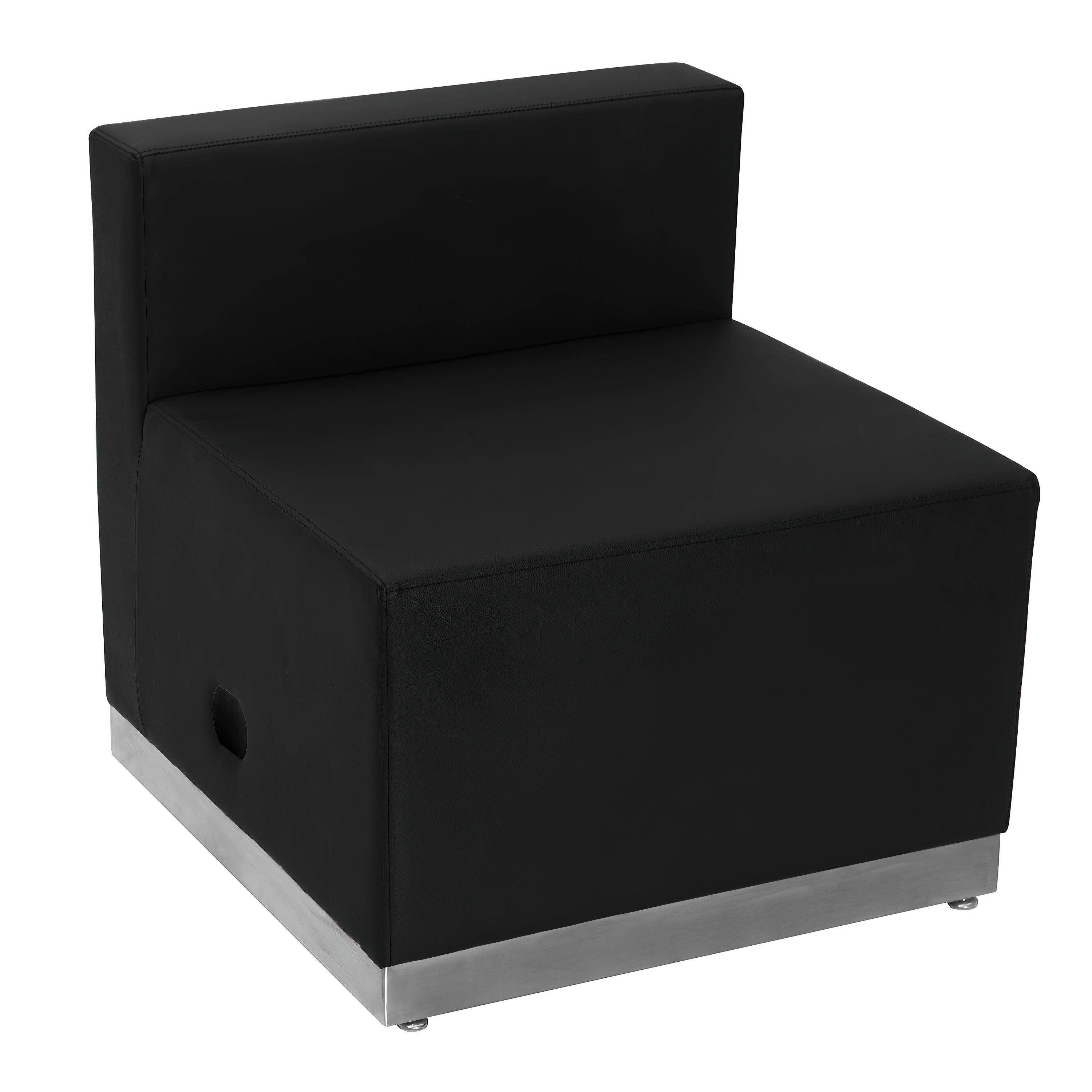 HERCULES Alon Series Black LeatherSoft Chair with Brushed Stainless Steel Base