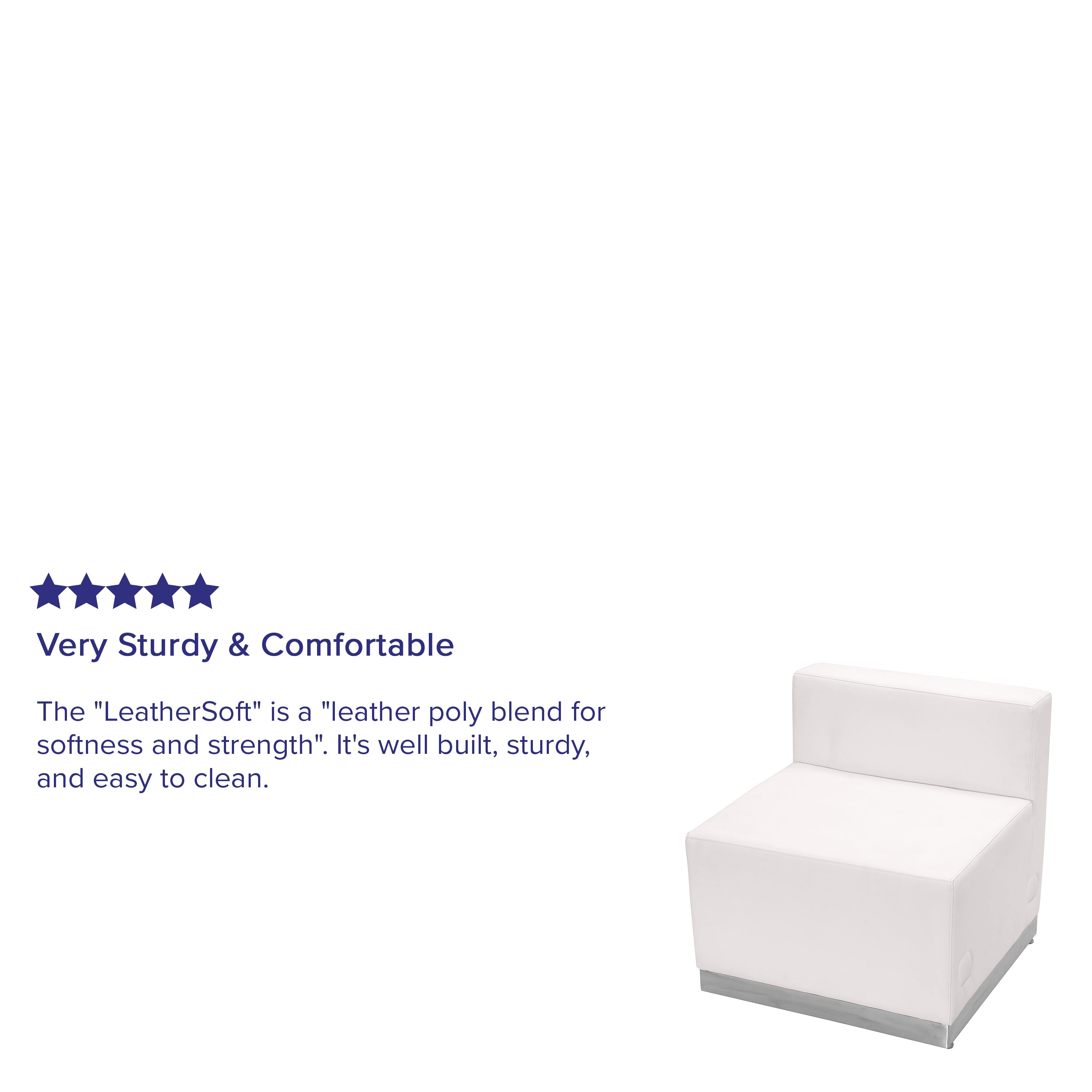 HERCULES Alon Series Melrose White LeatherSoft Chair with Brushed Stainless Steel Base