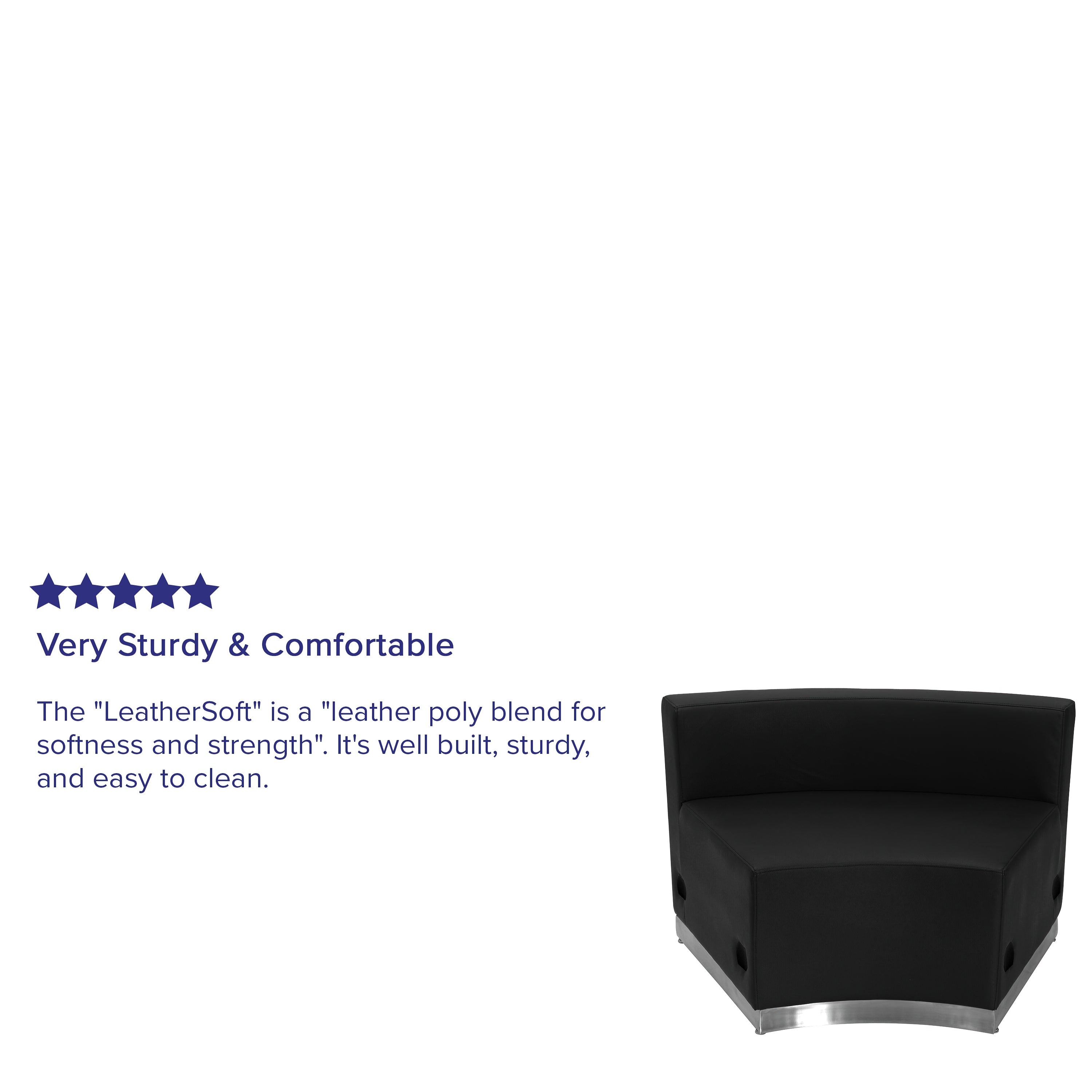 HERCULES Alon Series Black LeatherSoft Concave Chair with Brushed Stainless Steel Base
