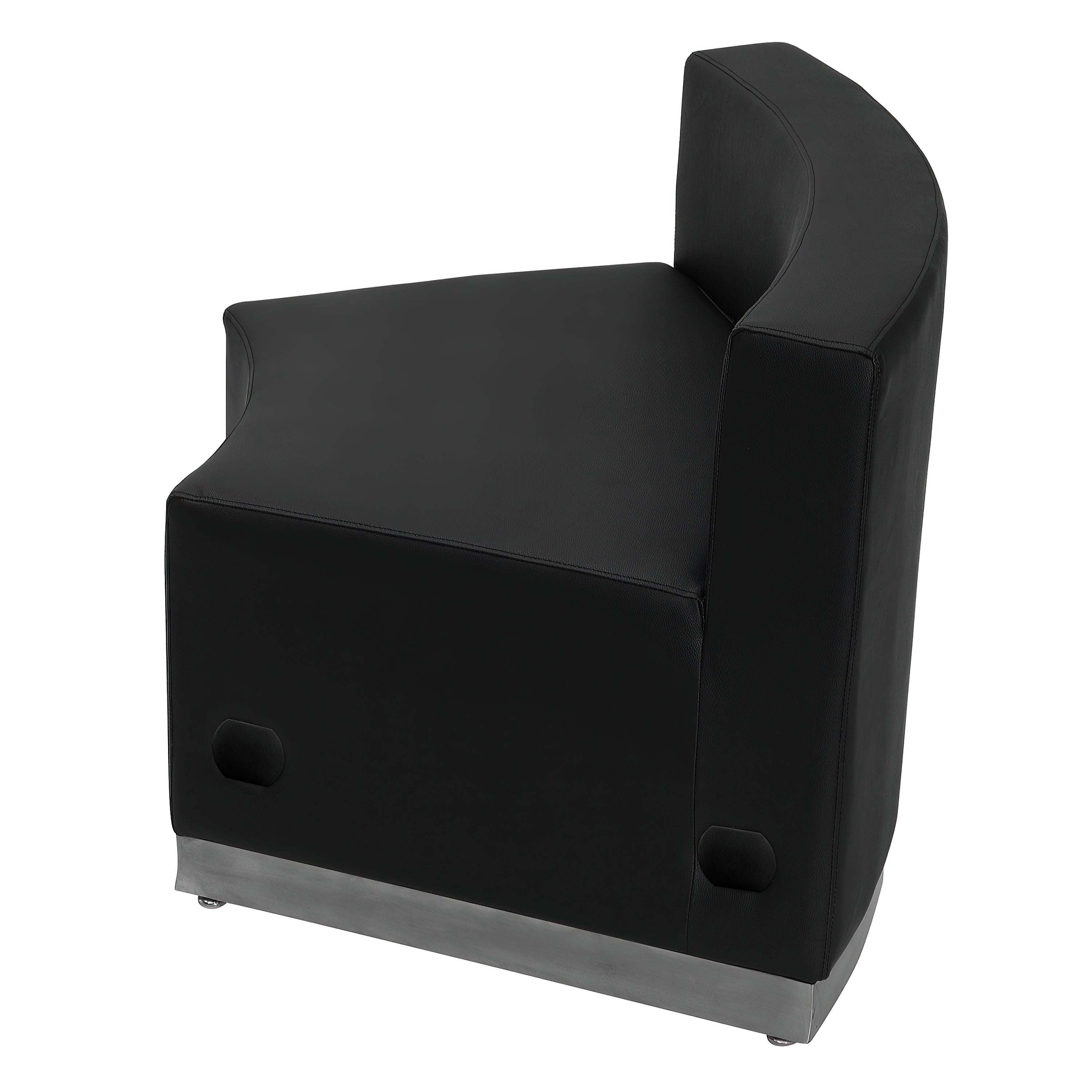 HERCULES Alon Series Black LeatherSoft Concave Chair with Brushed Stainless Steel Base
