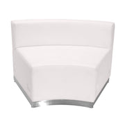 HERCULES Alon Series Melrose White LeatherSoft Concave Chair with Brushed Stainless Steel Base