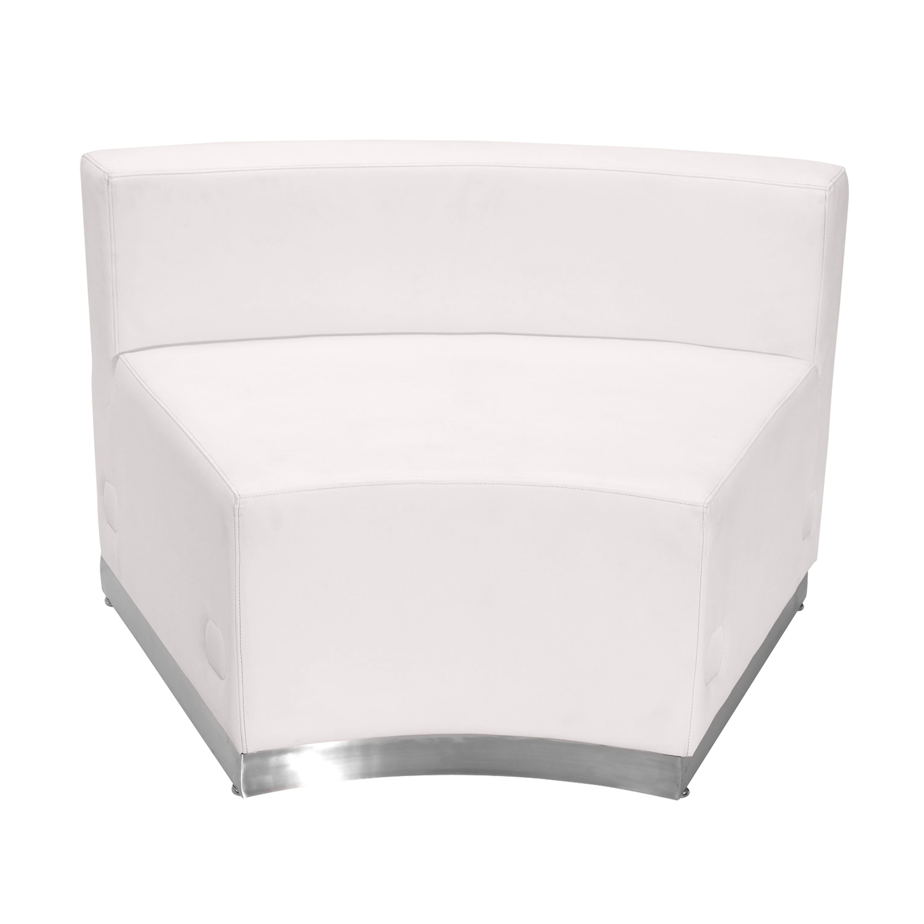 HERCULES Alon Series Melrose White LeatherSoft Concave Chair with Brushed Stainless Steel Base