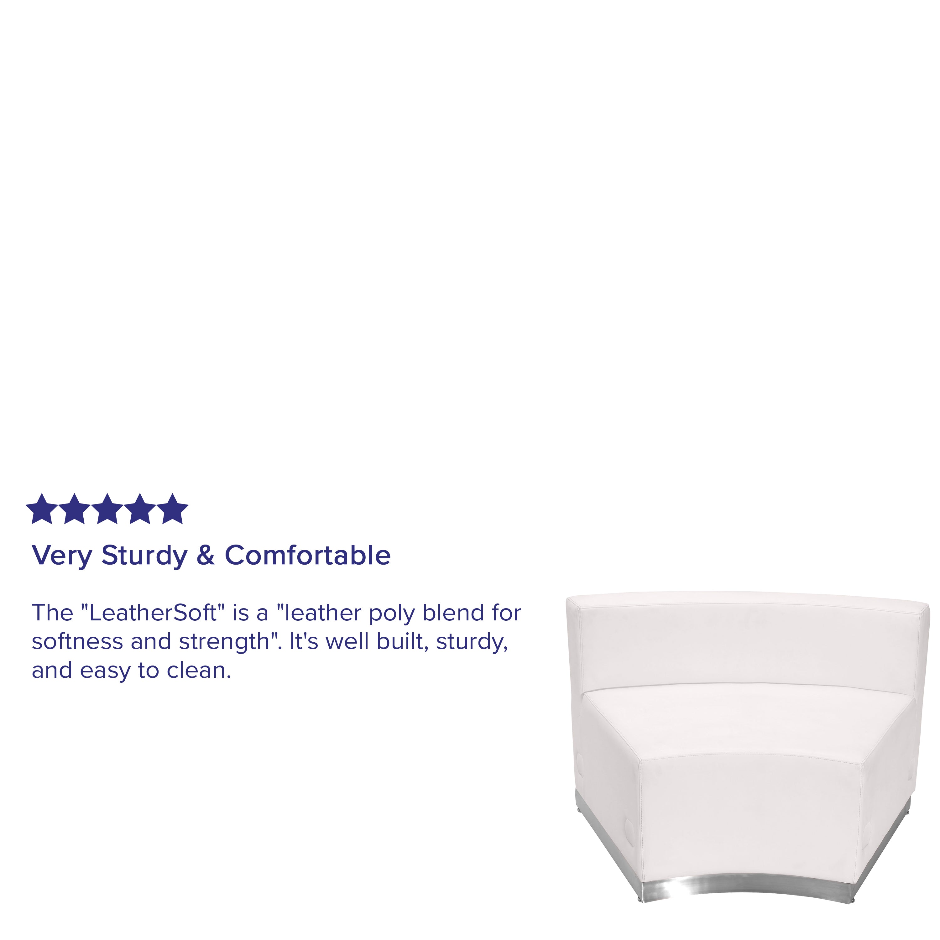 HERCULES Alon Series Melrose White LeatherSoft Concave Chair with Brushed Stainless Steel Base