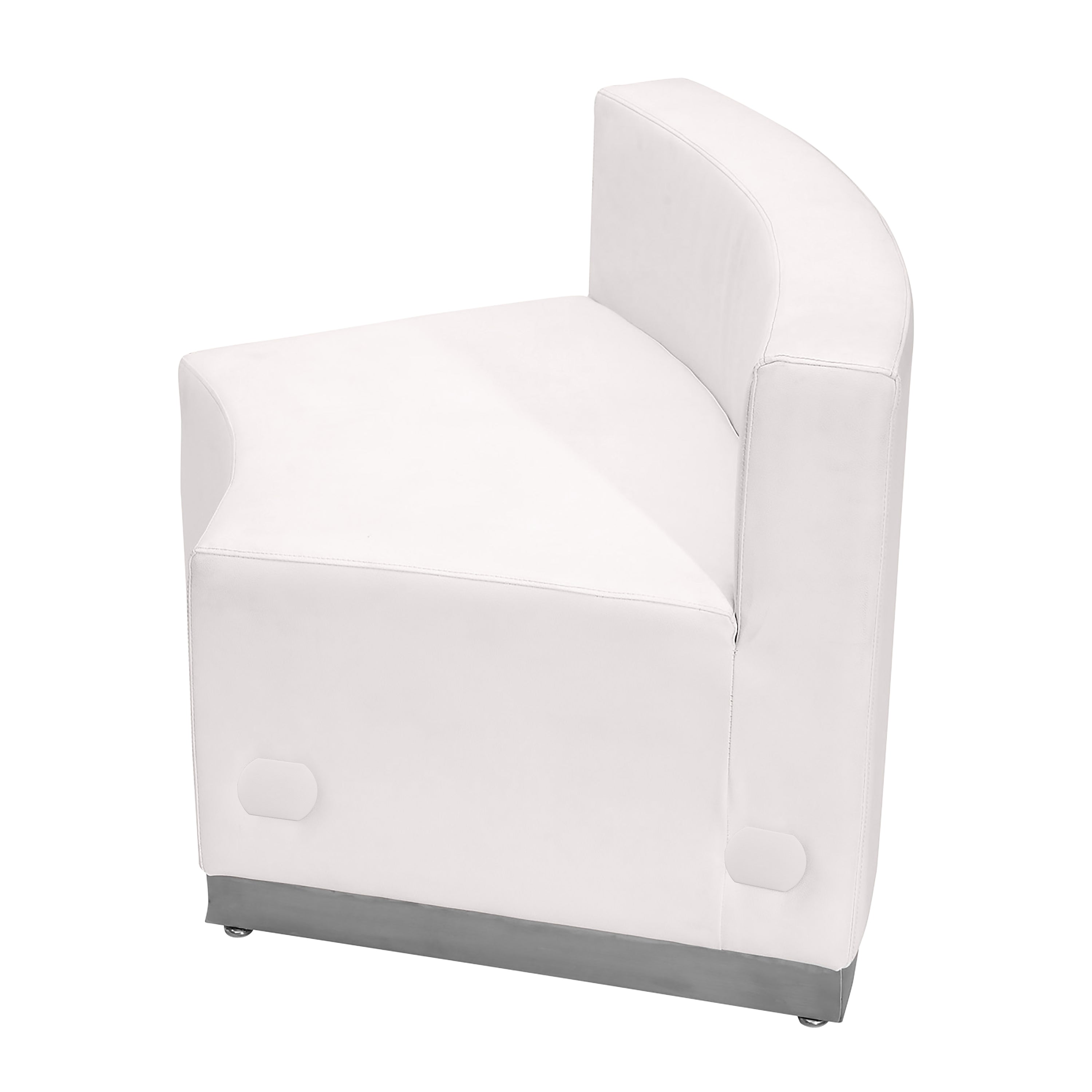 HERCULES Alon Series Melrose White LeatherSoft Concave Chair with Brushed Stainless Steel Base