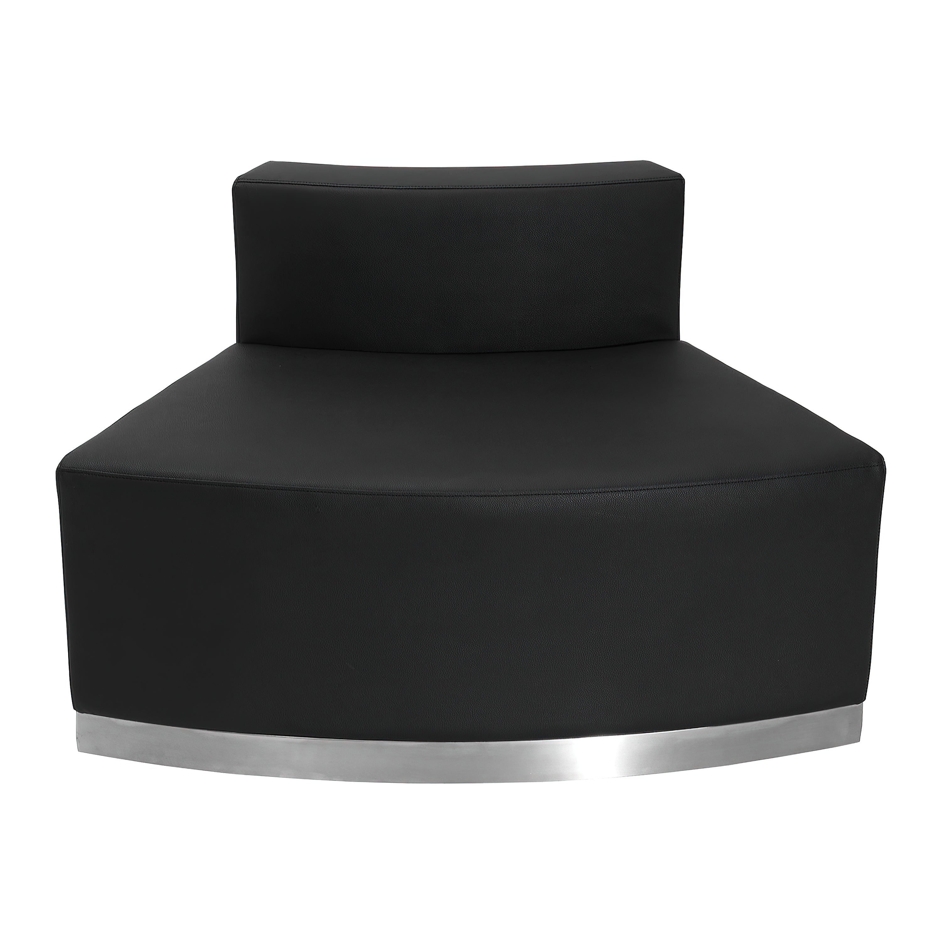 HERCULES Alon Series Black LeatherSoft Convex Chair with Brushed Stainless Steel Base
