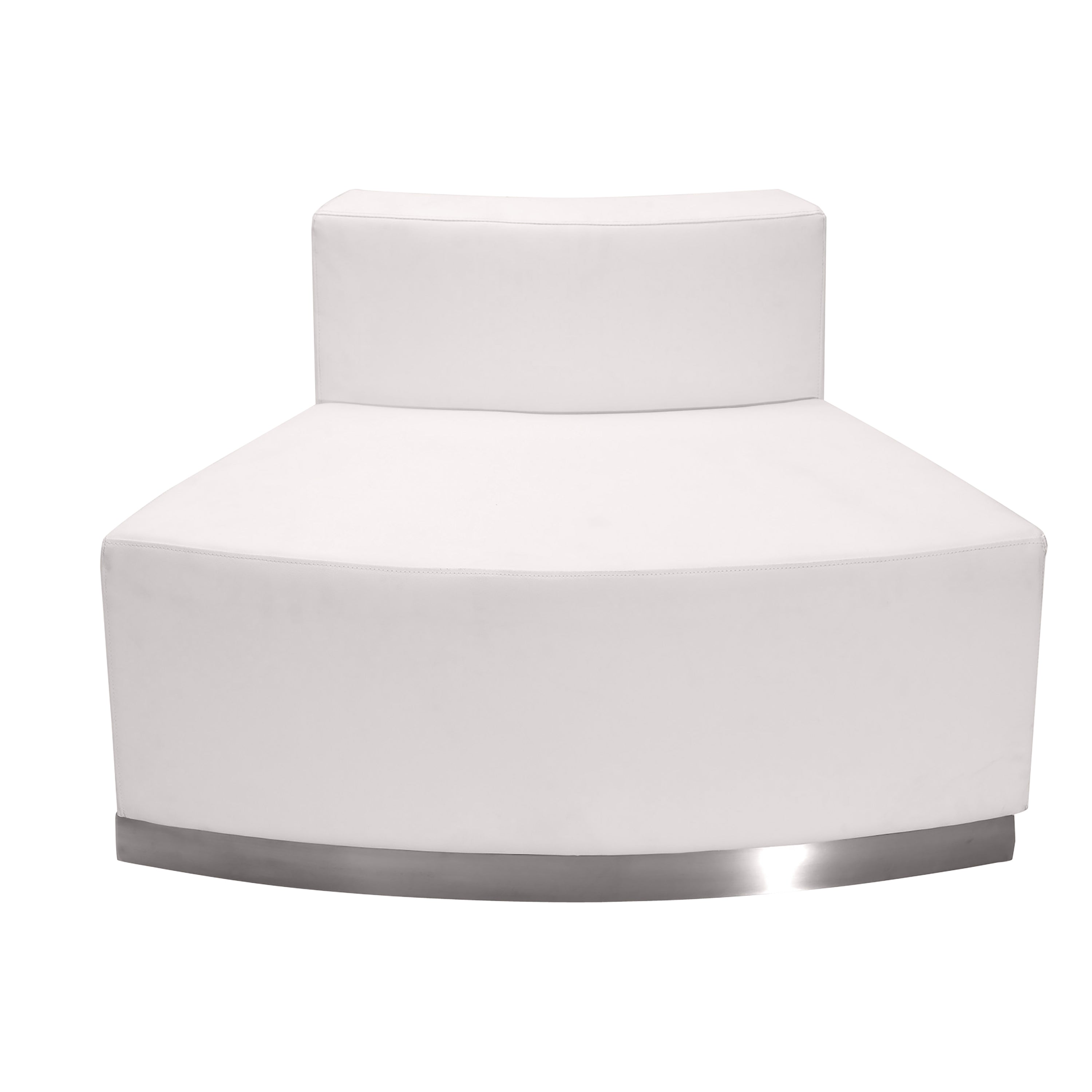 HERCULES Alon Series Melrose White LeatherSoft Convex Chair with Brushed Stainless Steel Base