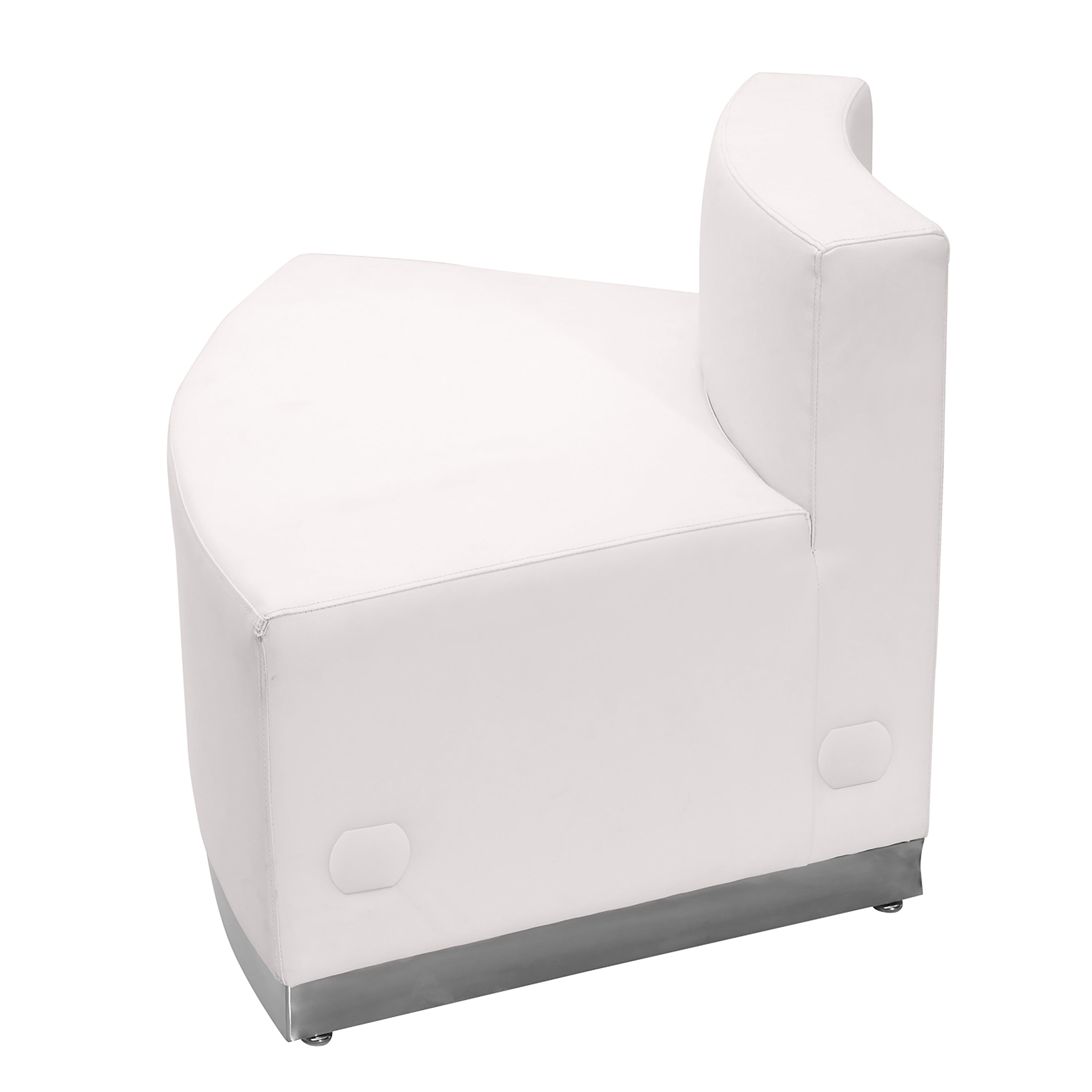 HERCULES Alon Series Melrose White LeatherSoft Convex Chair with Brushed Stainless Steel Base