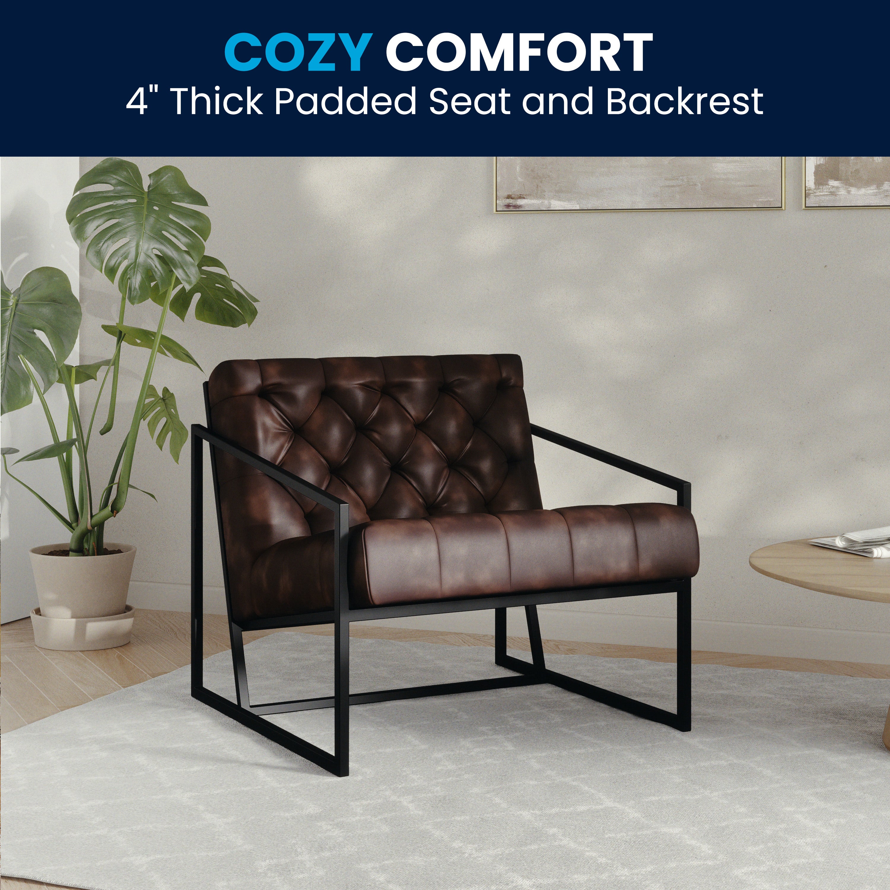 HERCULES Madison Series Bomber Jacket LeatherSoft Tufted Lounge Chair