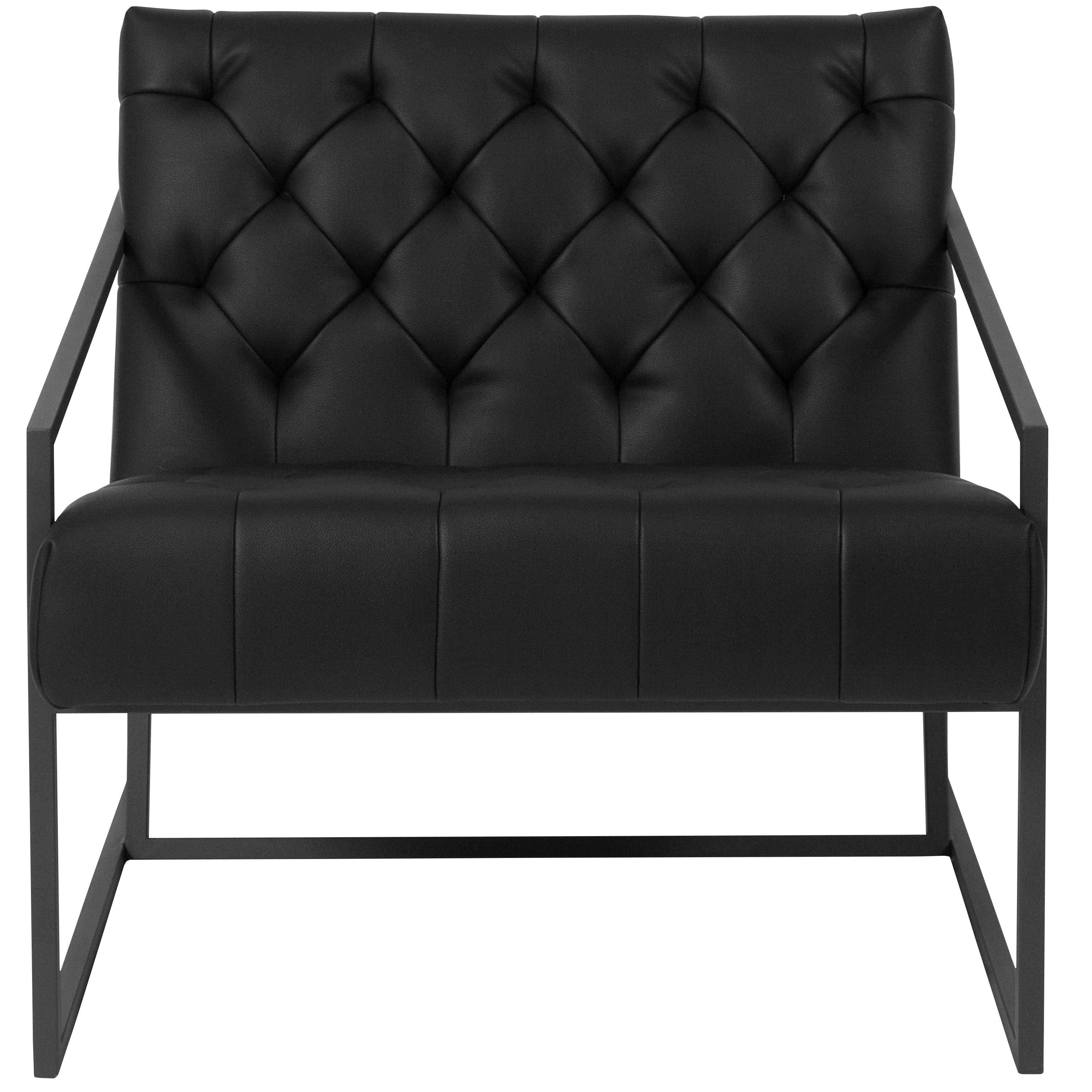HERCULES Madison Series Black LeatherSoft Tufted Lounge Chair
