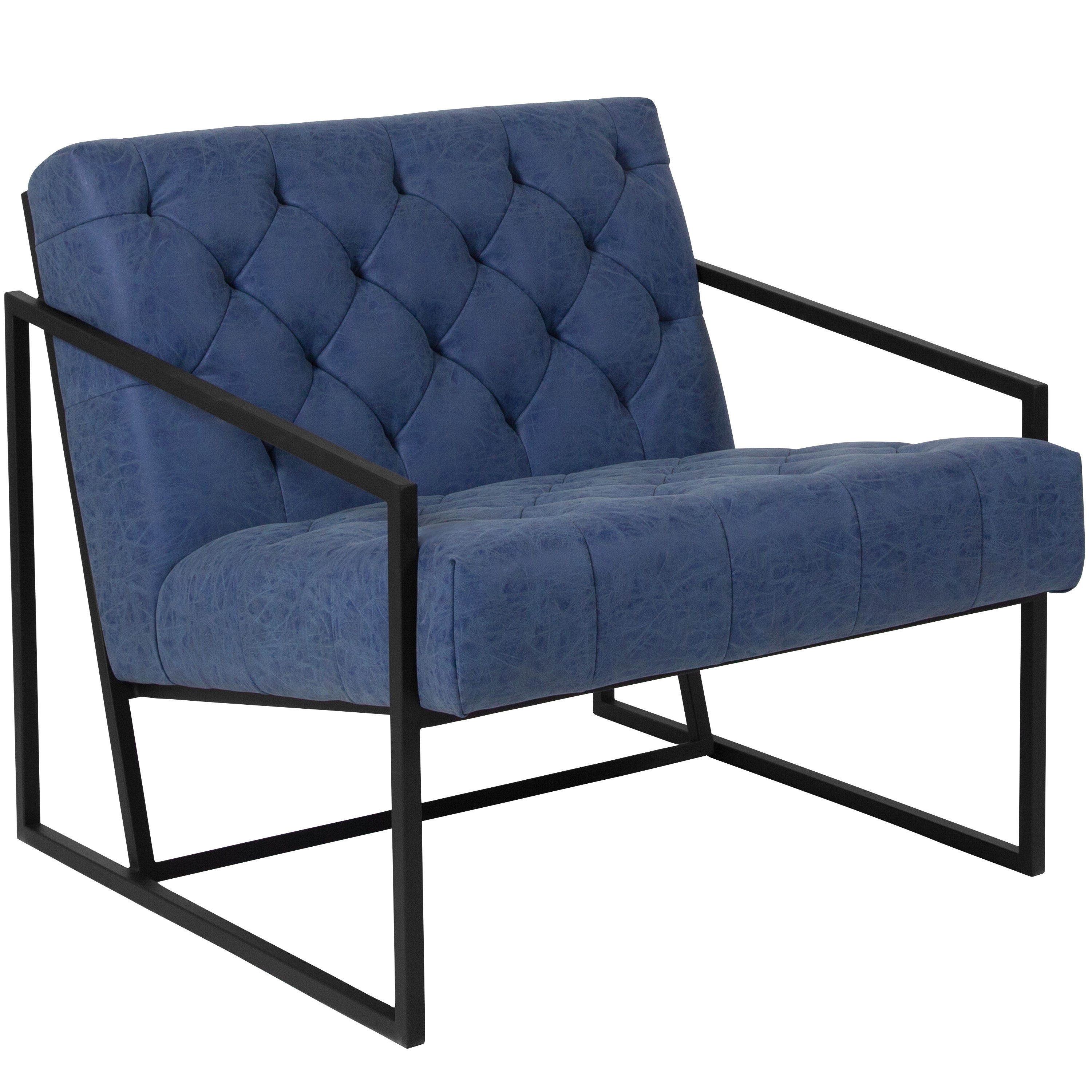 HERCULES Madison Series Retro Blue LeatherSoft Tufted Lounge Chair