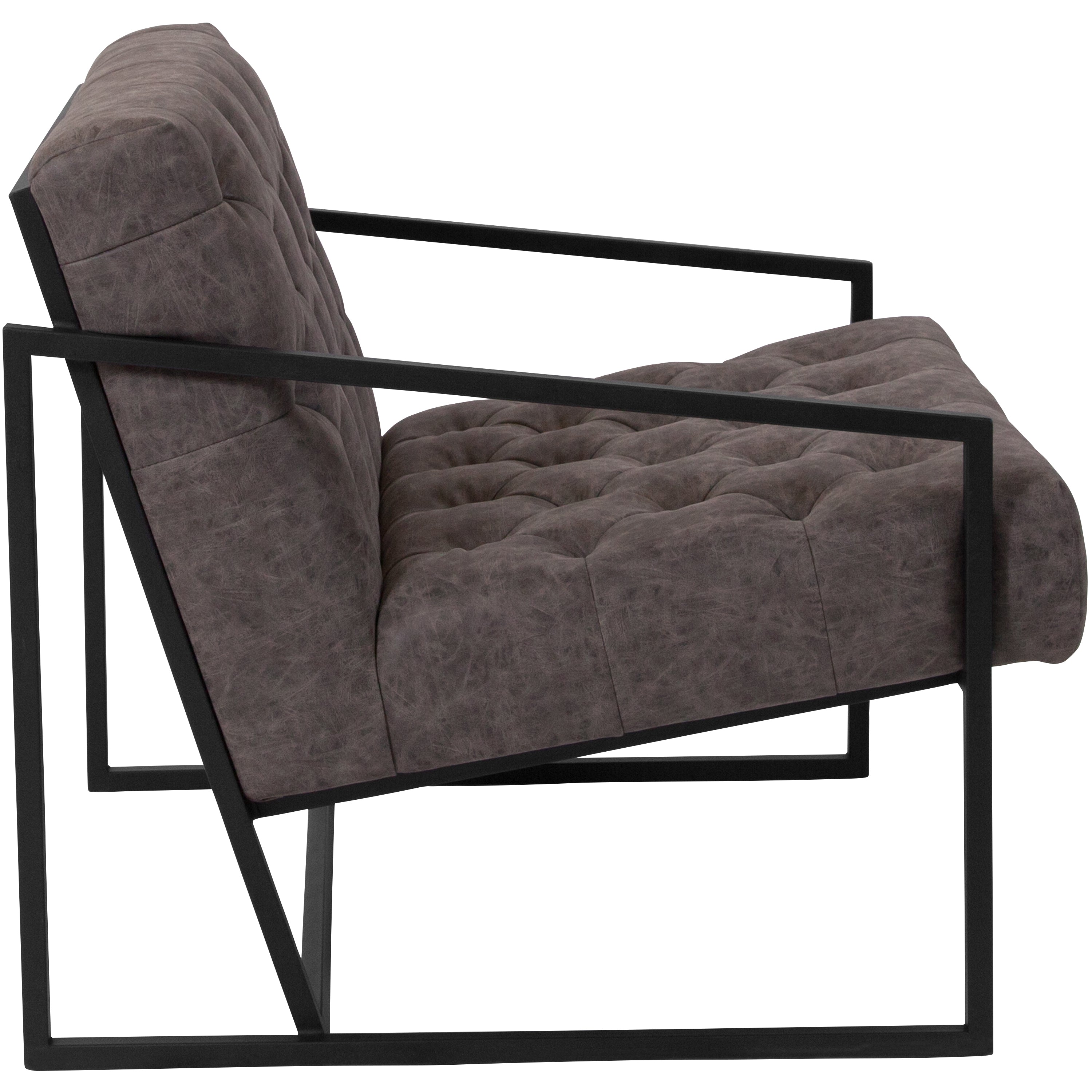 HERCULES Madison Series Retro Gray LeatherSoft Tufted Lounge Chair