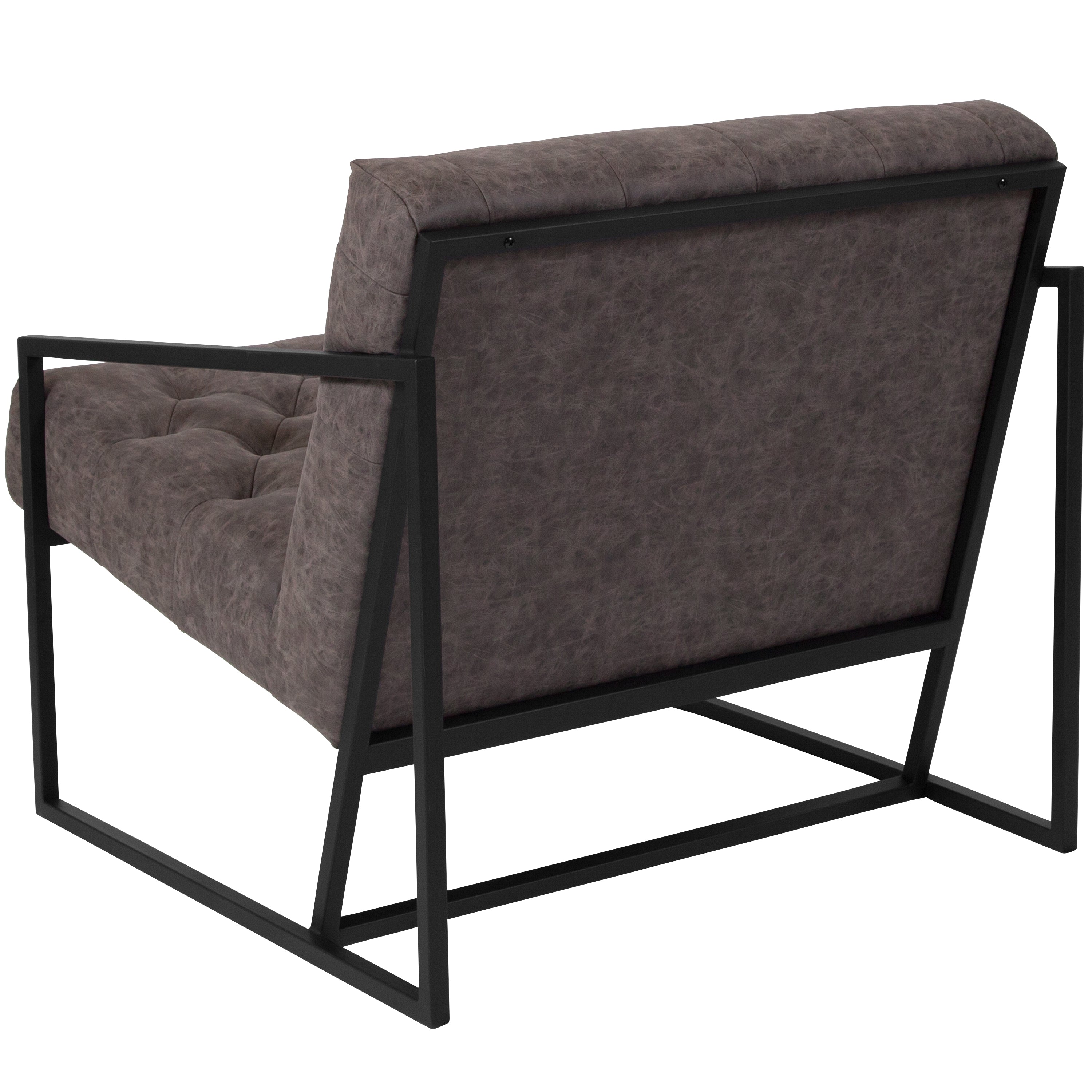 HERCULES Madison Series Retro Gray LeatherSoft Tufted Lounge Chair