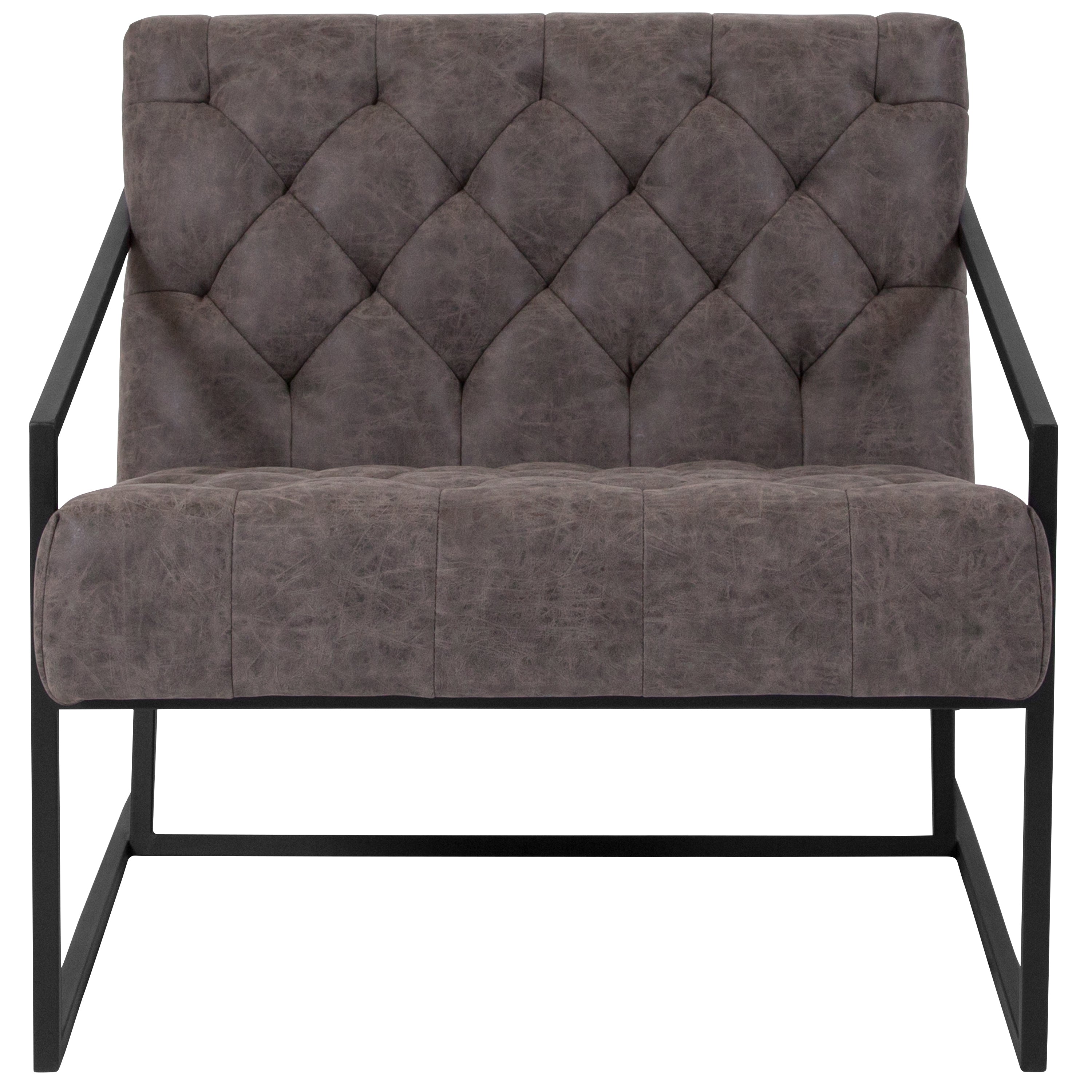 HERCULES Madison Series Retro Gray LeatherSoft Tufted Lounge Chair