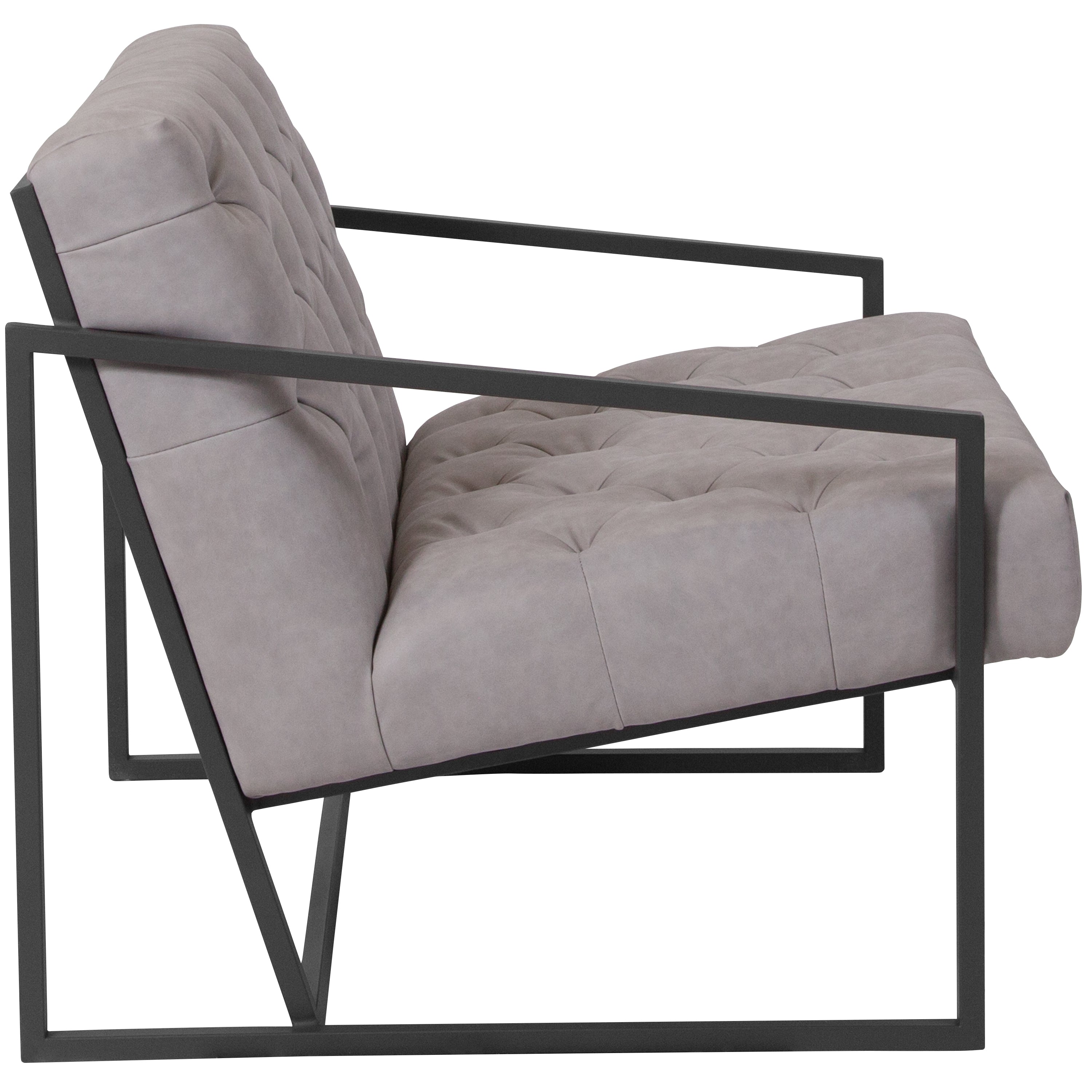 HERCULES Madison Series Retro Light Gray LeatherSoft Tufted Lounge Chair