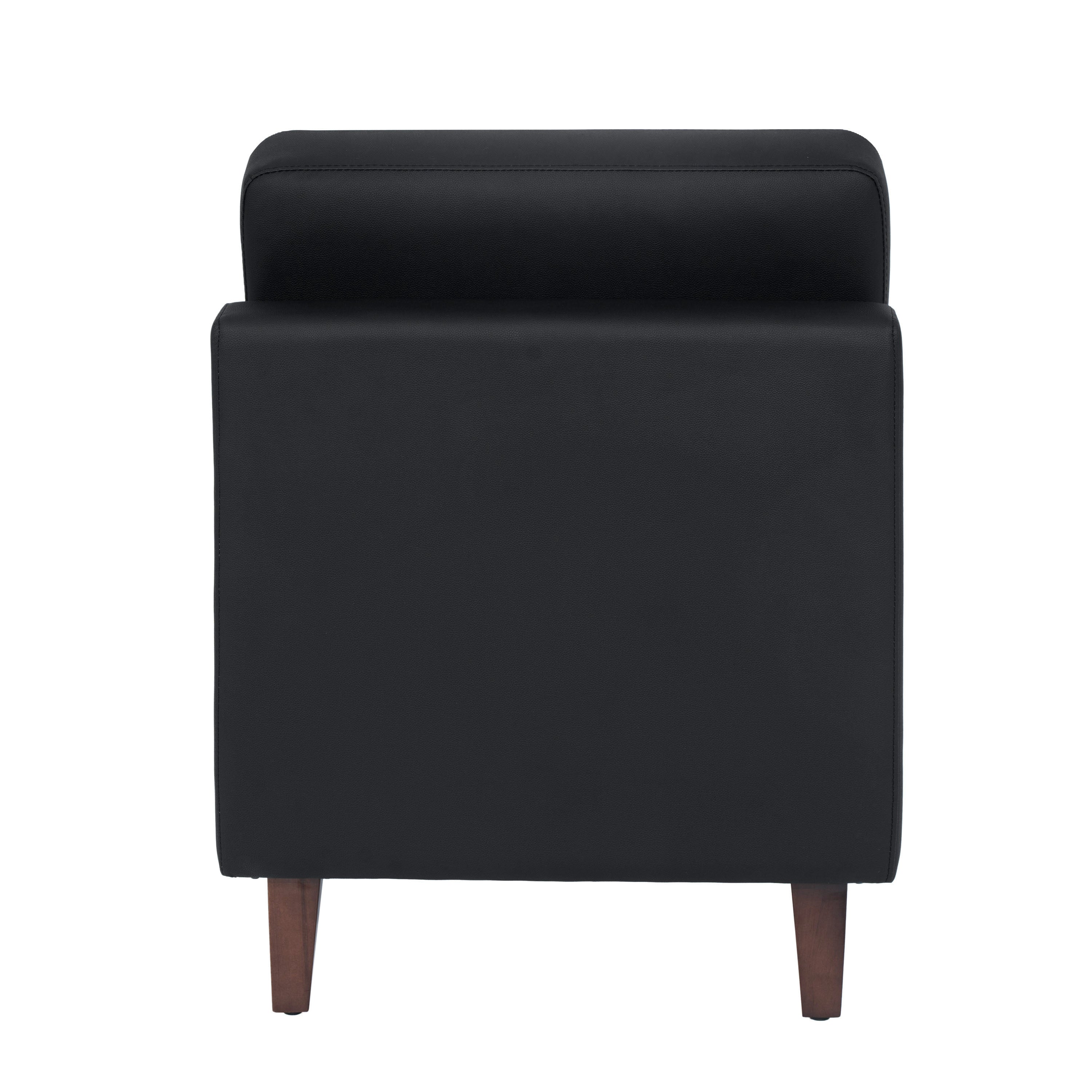 HERCULES Artemis Black LeatherSoft Middle Reception Chair with Wooden Walnut Legs with Adjustable Floor Glides