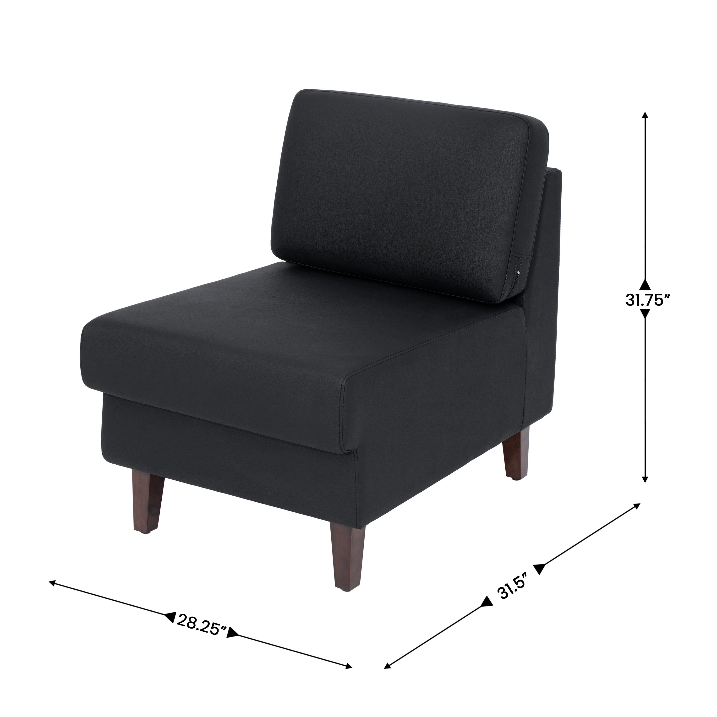 HERCULES Artemis Black LeatherSoft Middle Reception Chair with Wooden Walnut Legs with Adjustable Floor Glides