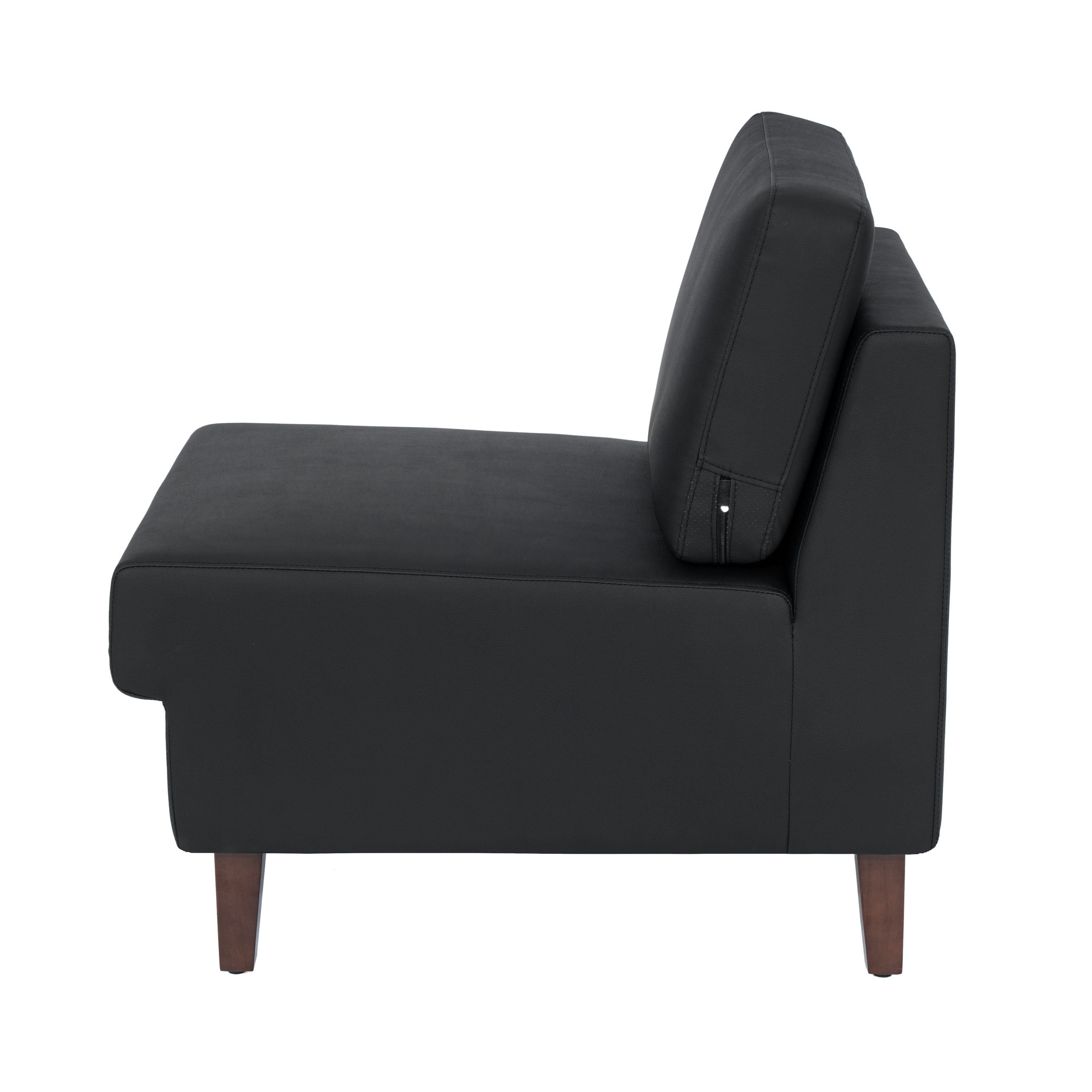 HERCULES Artemis Black LeatherSoft Middle Reception Chair with Wooden Walnut Legs with Adjustable Floor Glides