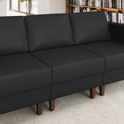 HERCULES Artemis Black LeatherSoft Middle Reception Chair with Wooden Walnut Legs with Adjustable Floor Glides
