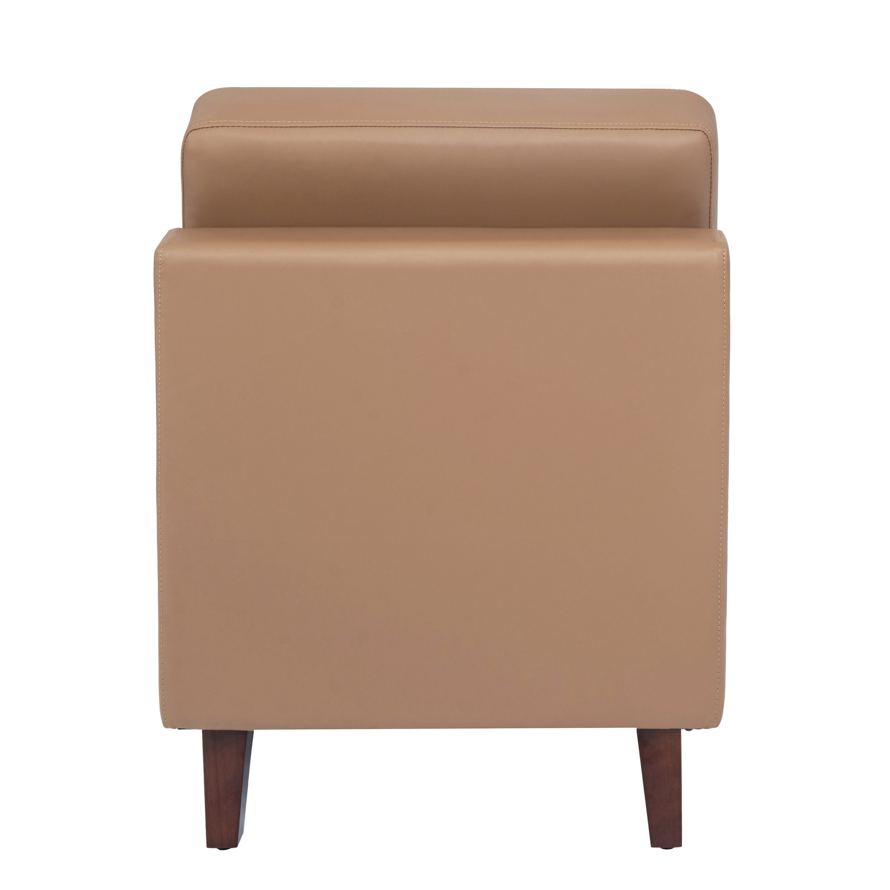 HERCULES Artemis Cognac LeatherSoft Middle Reception Chair with Wooden Walnut Legs with Adjustable Floor Glides