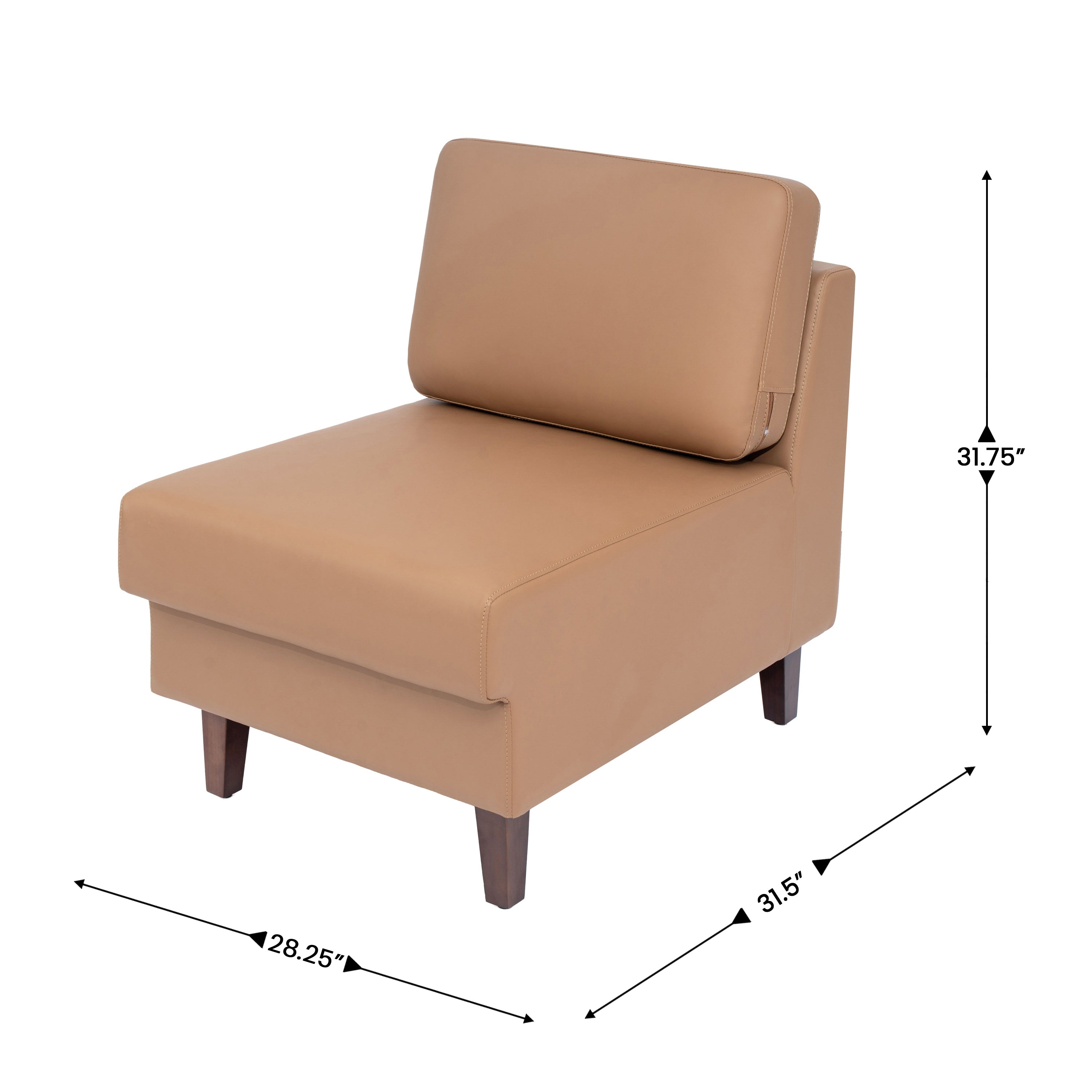 HERCULES Artemis Cognac LeatherSoft Middle Reception Chair with Wooden Walnut Legs with Adjustable Floor Glides