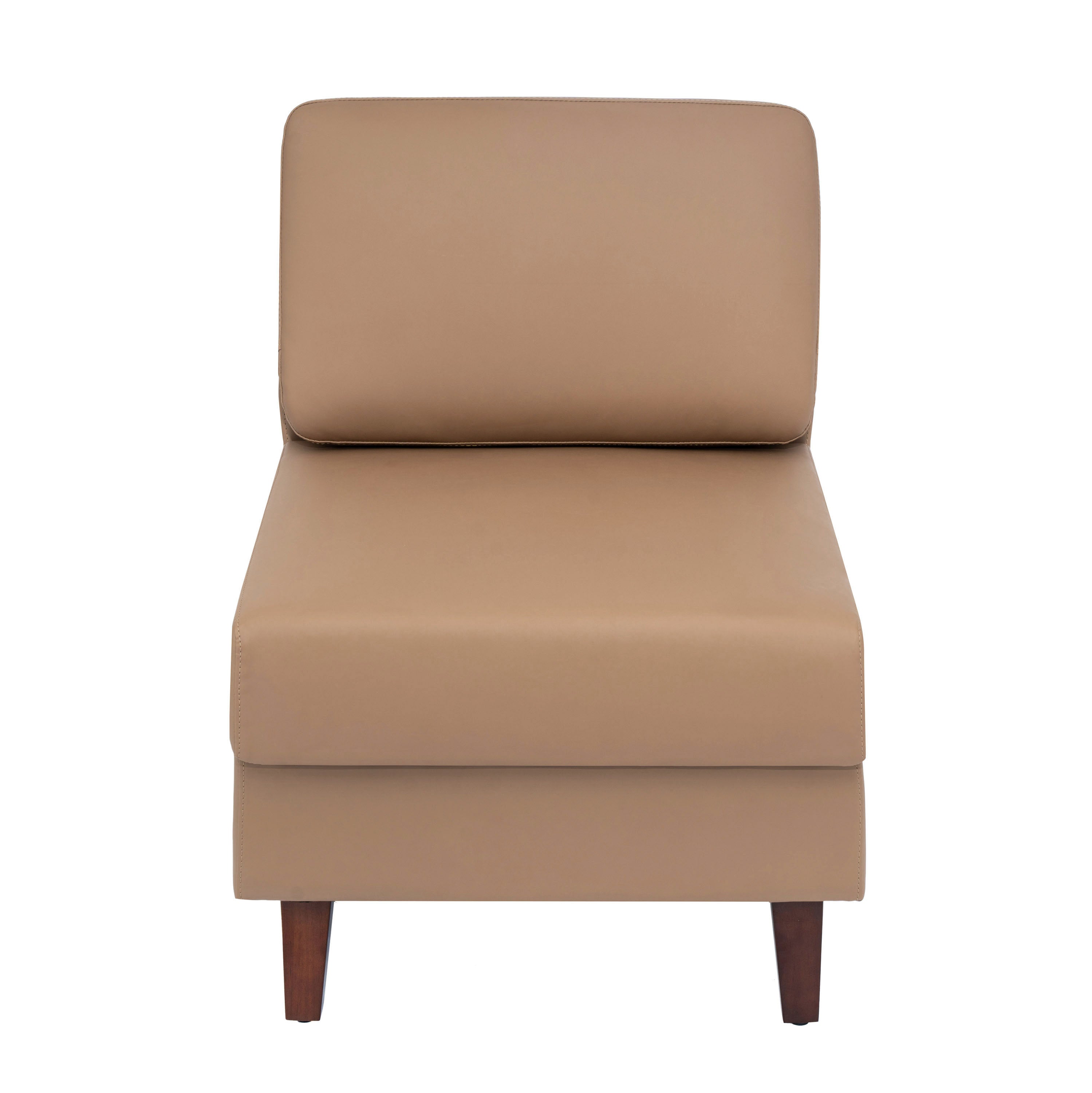 HERCULES Artemis Cognac LeatherSoft Middle Reception Chair with Wooden Walnut Legs with Adjustable Floor Glides