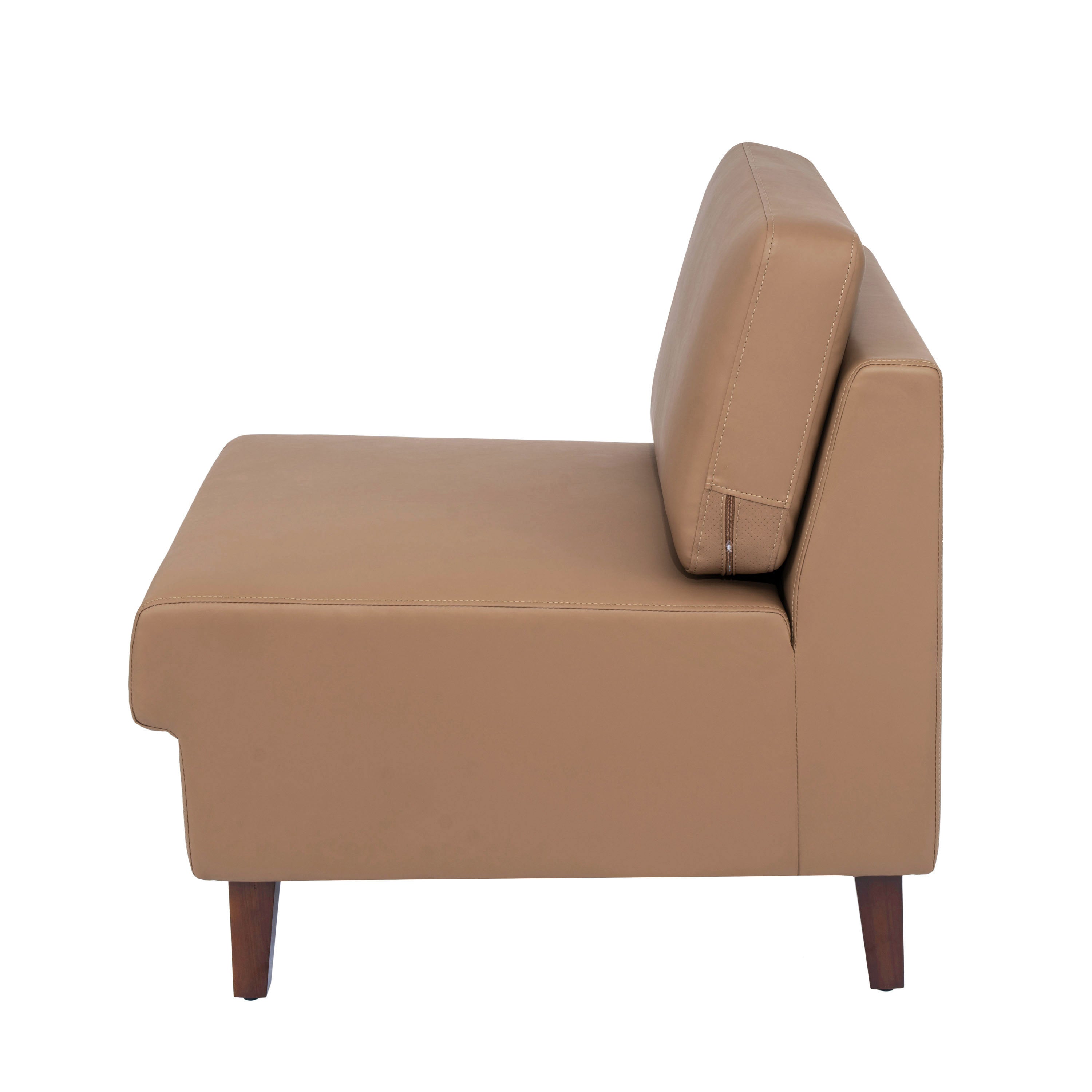 HERCULES Artemis Cognac LeatherSoft Middle Reception Chair with Wooden Walnut Legs with Adjustable Floor Glides