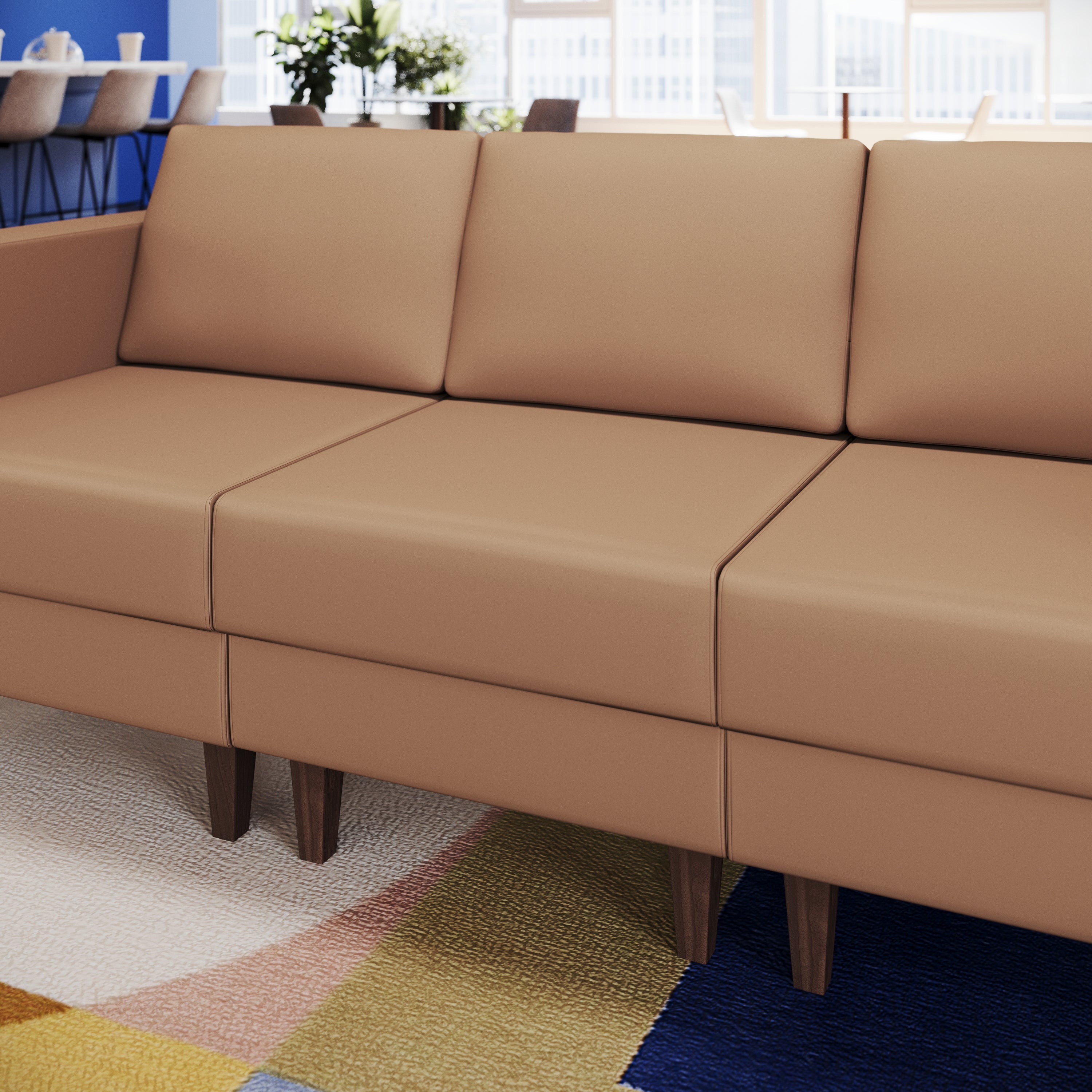 HERCULES Artemis Cognac LeatherSoft Middle Reception Chair with Wooden Walnut Legs with Adjustable Floor Glides