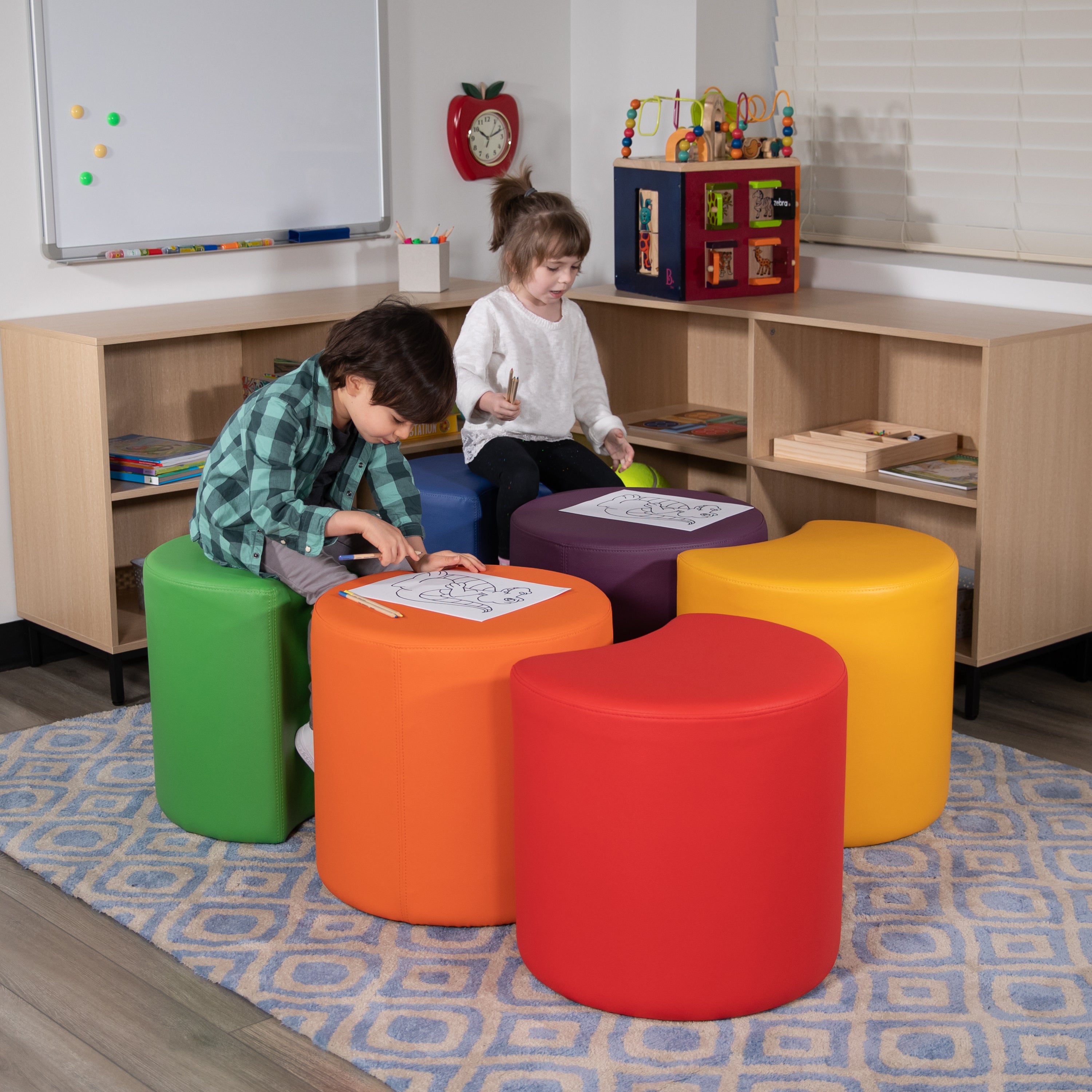 Nicholas Soft Seating Flexible Moon for Classrooms and Common Spaces - 18" Seat Height (Orange)