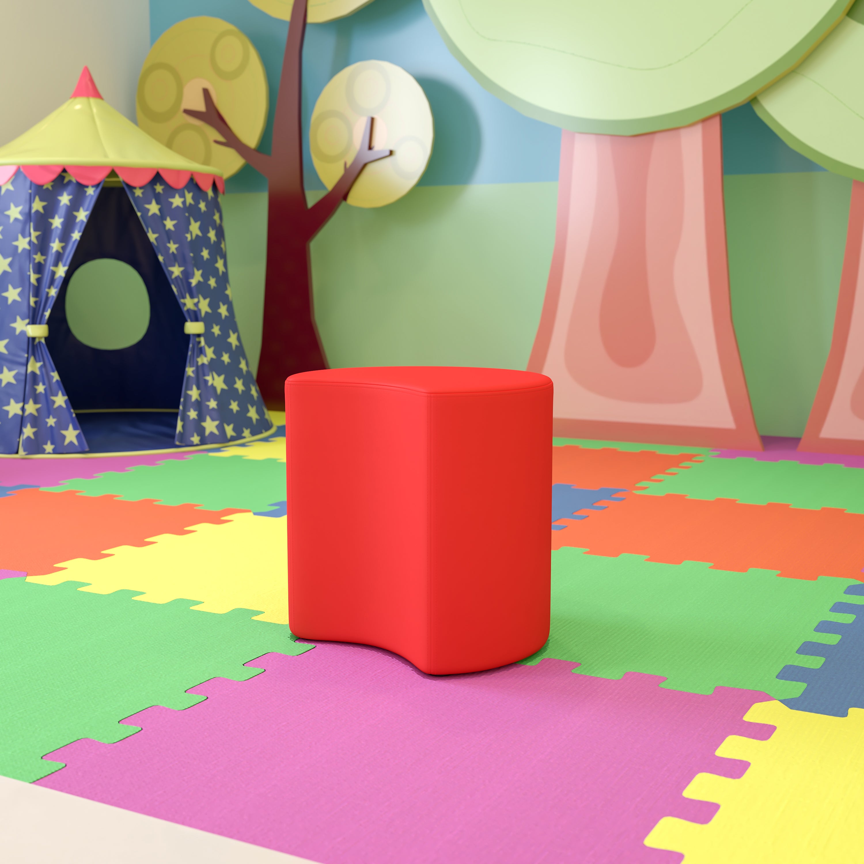 Nicholas Soft Seating Flexible Moon for Classrooms and Common Spaces - 18" Seat Height (Red)