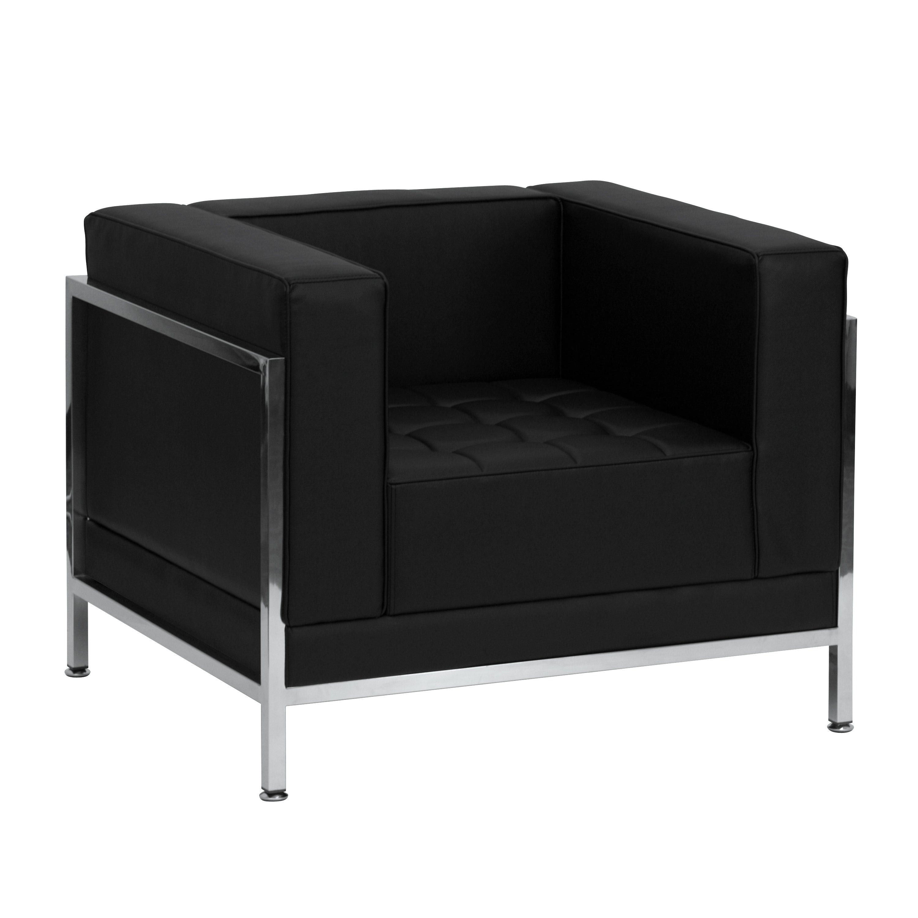 HERCULES Imagination Series Contemporary Black LeatherSoft Chair with Encasing Frame