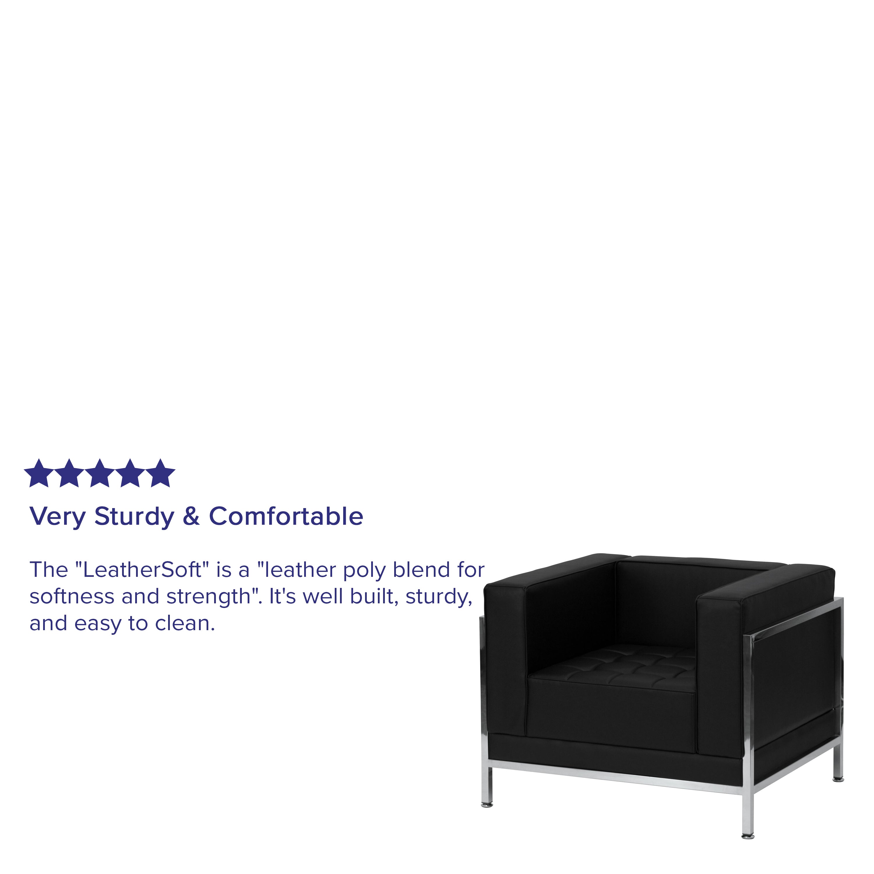 HERCULES Imagination Series Contemporary Black LeatherSoft Chair with Encasing Frame