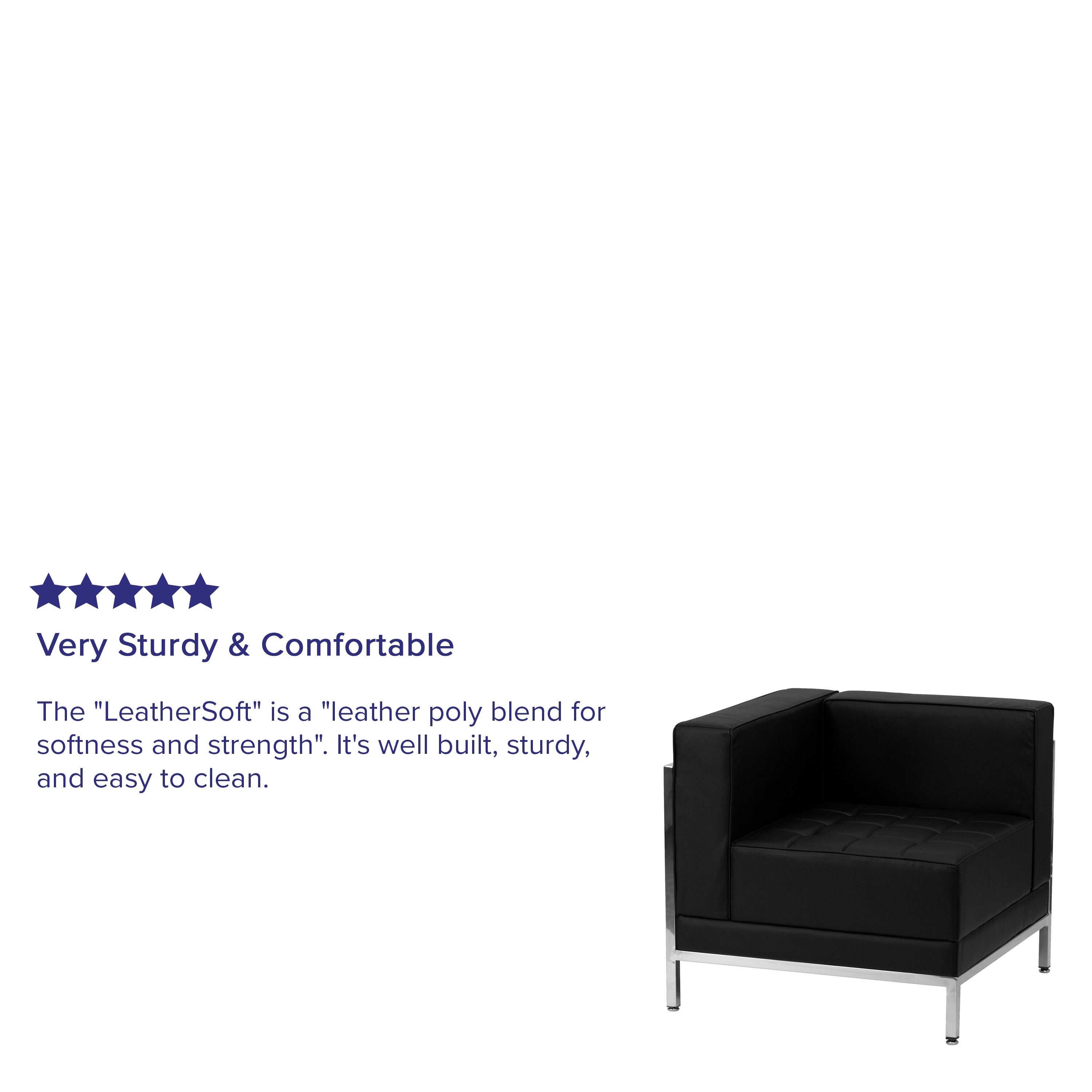 HERCULES Imagination Series Contemporary Black LeatherSoft Left Corner Chair with Encasing Frame