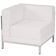 HERCULES Imagination Series Contemporary Melrose White LeatherSoft Left Corner Chair with Encasing Frame