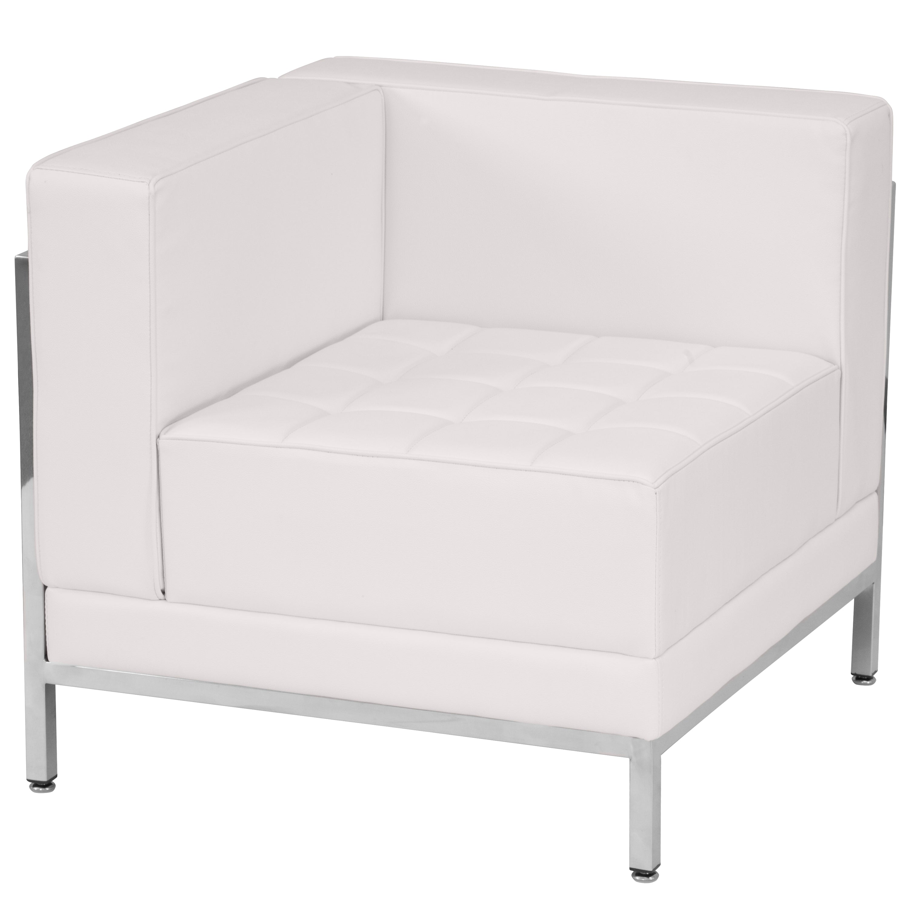 HERCULES Imagination Series Contemporary Melrose White LeatherSoft Left Corner Chair with Encasing Frame