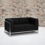 HERCULES Imagination Series Contemporary Black LeatherSoft Loveseat with Encasing Frame