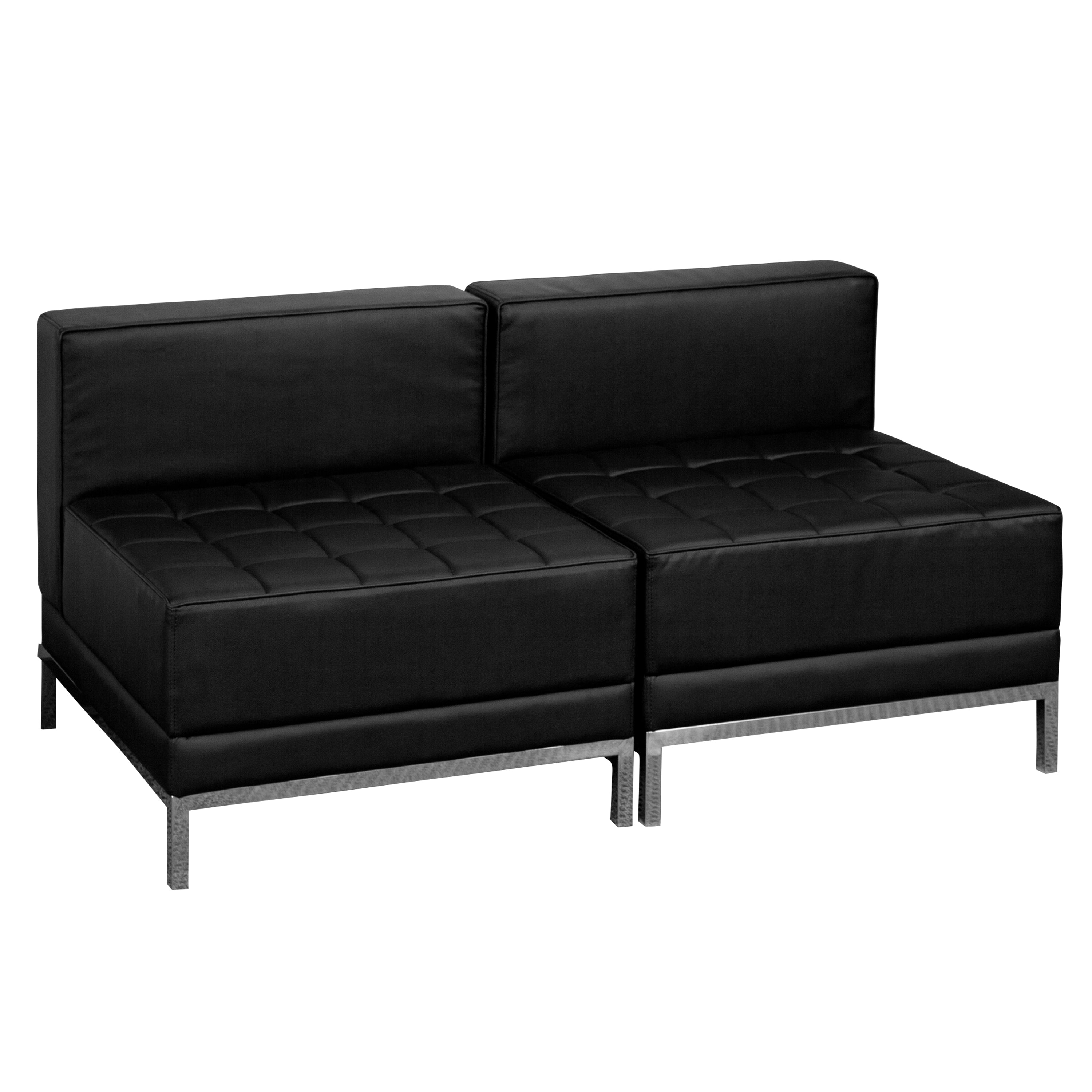 HERCULES Imagination Series Black LeatherSoft Lounge Set with Ganging Clips, 2 Pieces