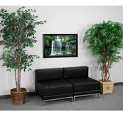 HERCULES Imagination Series Black LeatherSoft Lounge Set with Ganging Clips, 2 Pieces