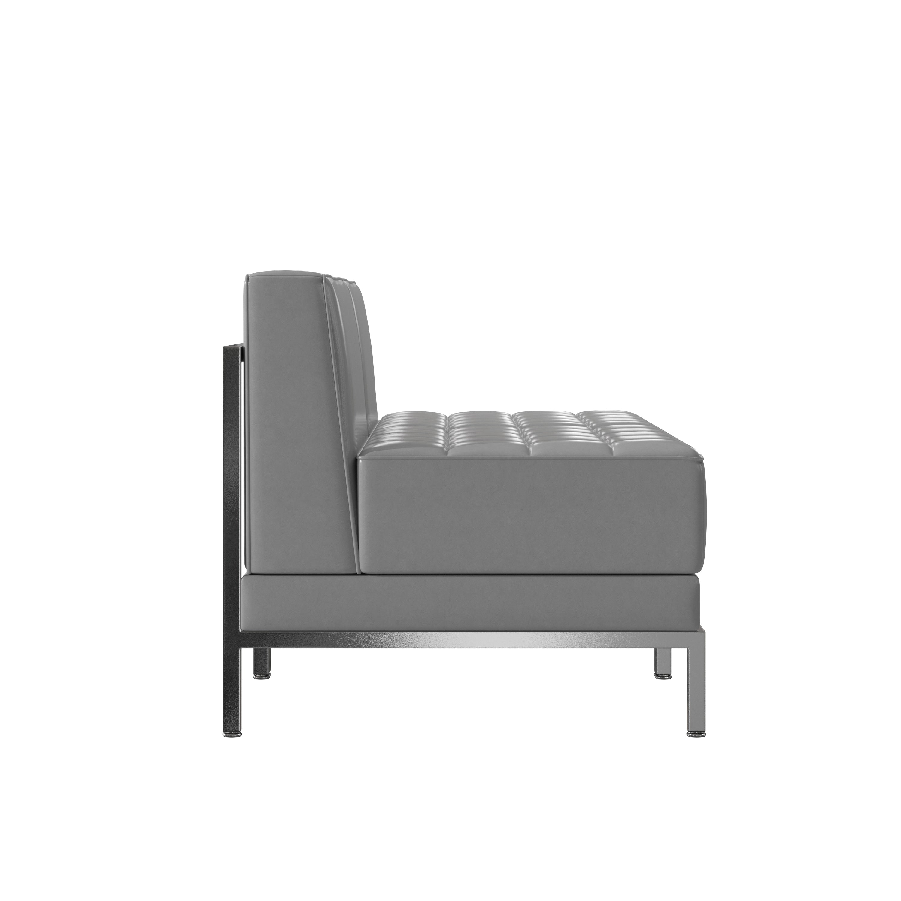 HERCULES Imagination Series 2 Piece Gray LeatherSoft Waiting Room Lounge Set with Ganging Clips - Reception Bench with Ganging Clips