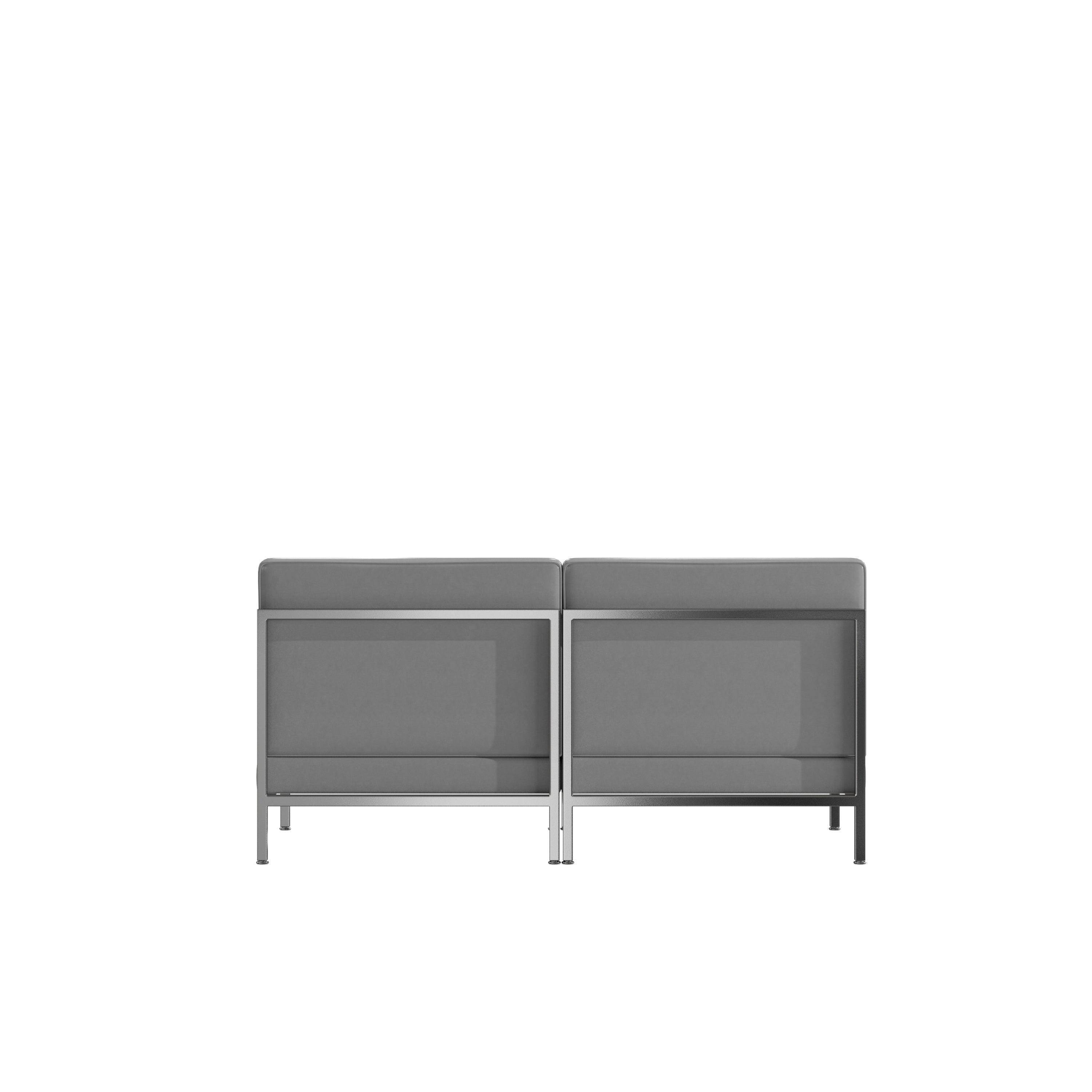 HERCULES Imagination Series 2 Piece Gray LeatherSoft Waiting Room Lounge Set with Ganging Clips - Reception Bench with Ganging Clips