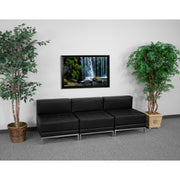 HERCULES Imagination Series Black LeatherSoft Lounge Set with Ganging Clips, 3 Pieces