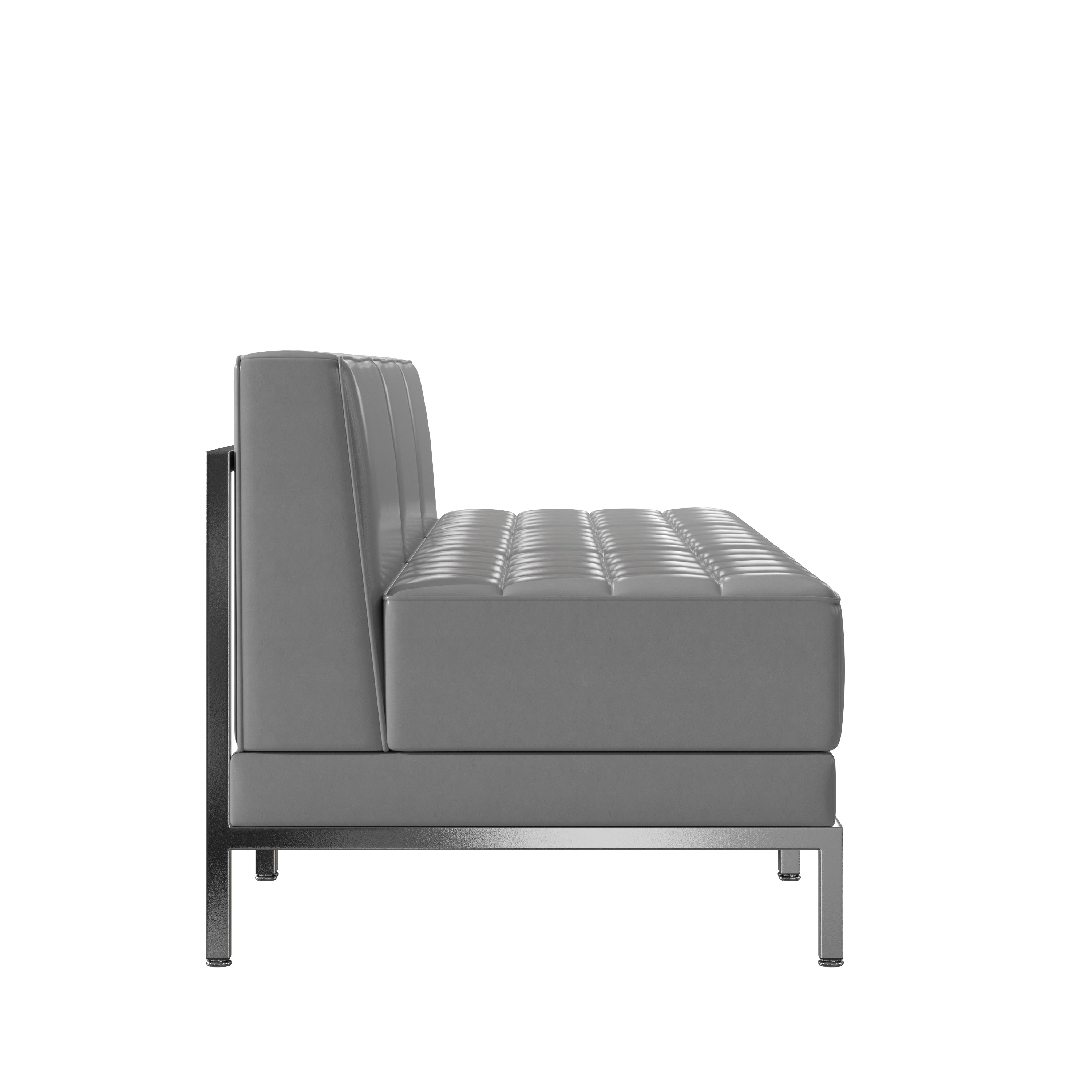 HERCULES Imagination Series 3 Piece Gray LeatherSoft Waiting Room Lounge Set with Ganging Clips - Reception Bench with Ganging Clips