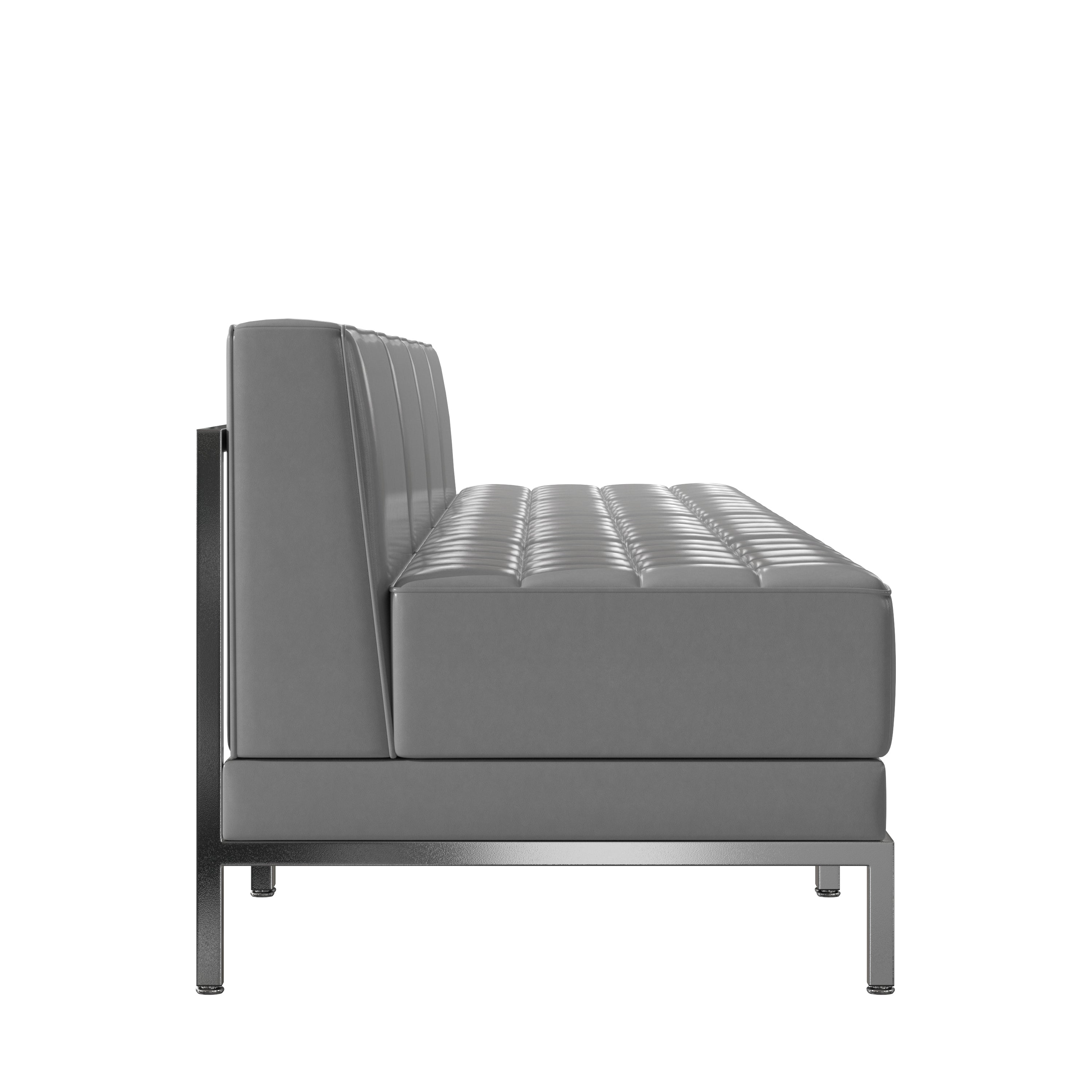 HERCULES Imagination Series 4 Piece Gray LeatherSoft Waiting Room Lounge Set with Ganging Clips - Reception Bench with Ganging Clips