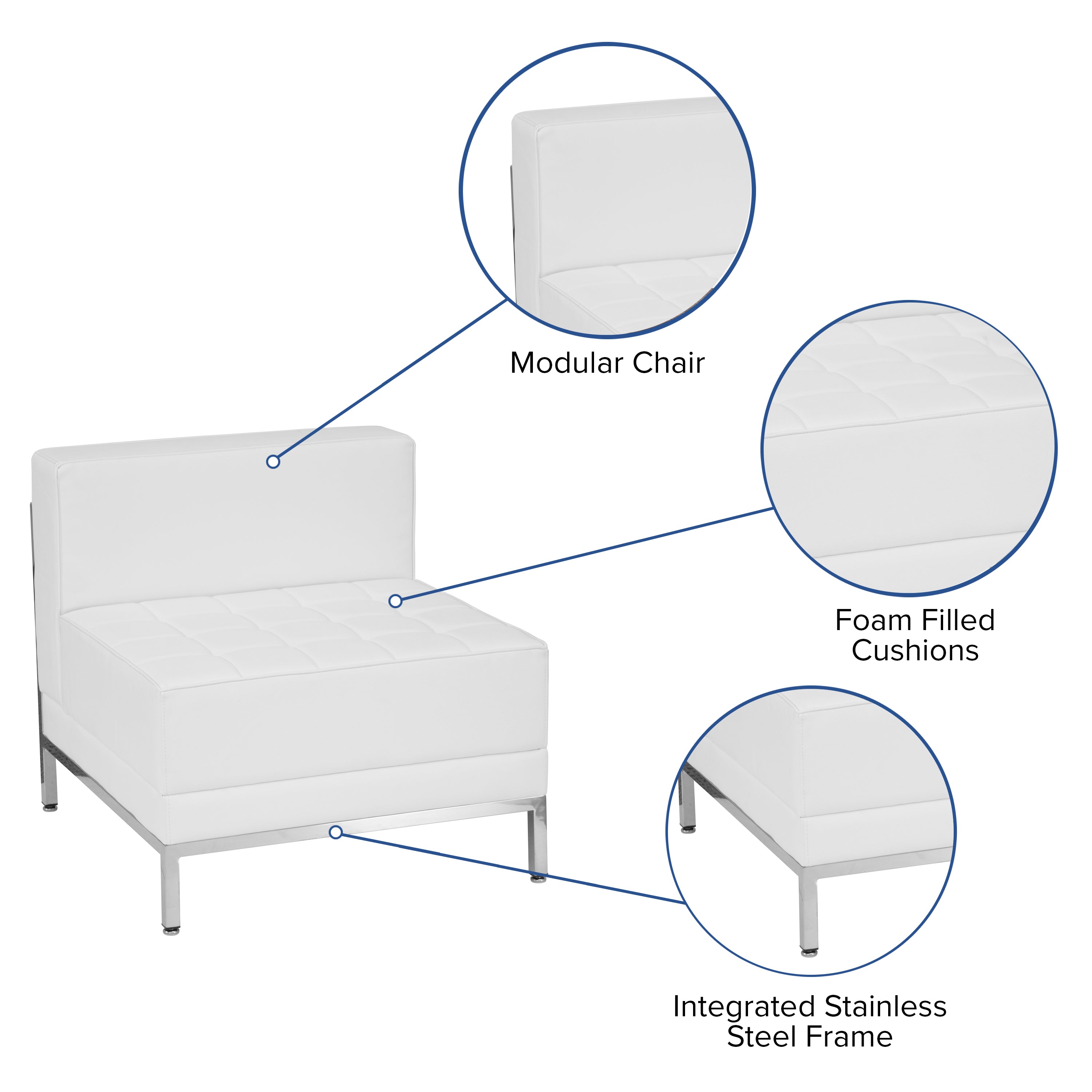 HERCULES Imagination Series Contemporary Melrose White LeatherSoft Middle Chair