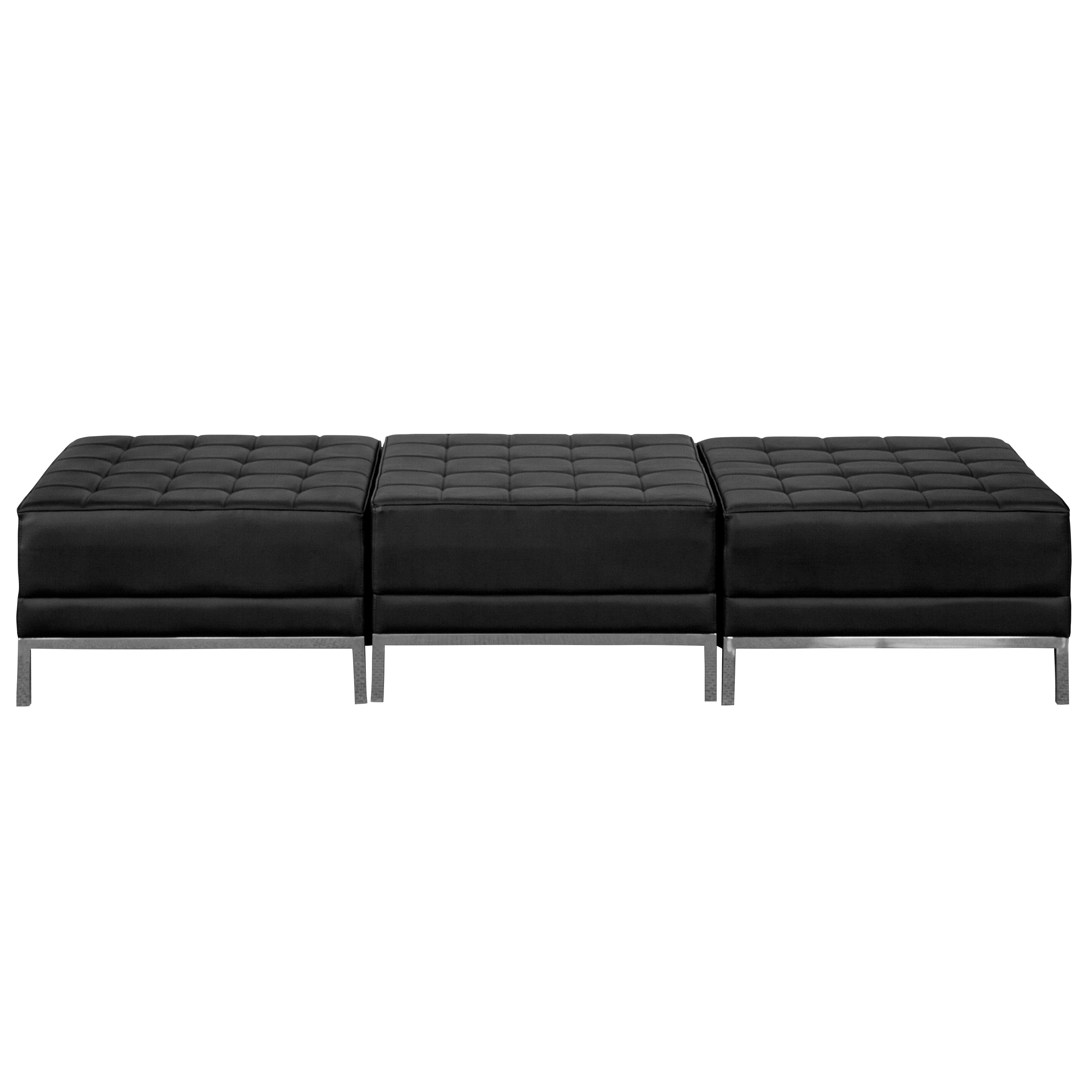 HERCULES Imagination Series Black LeatherSoft Three Seat Bench with Ganging Clips
