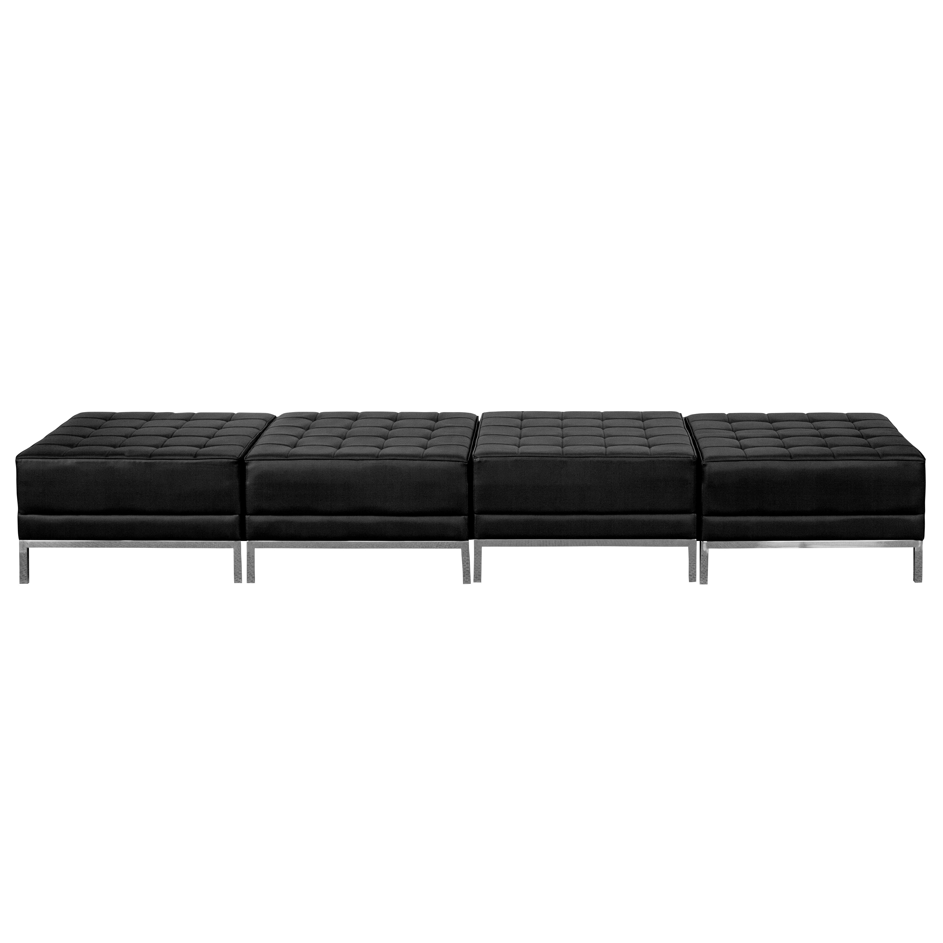 HERCULES Imagination Series Black LeatherSoft Four Seat Bench with Ganging Clips