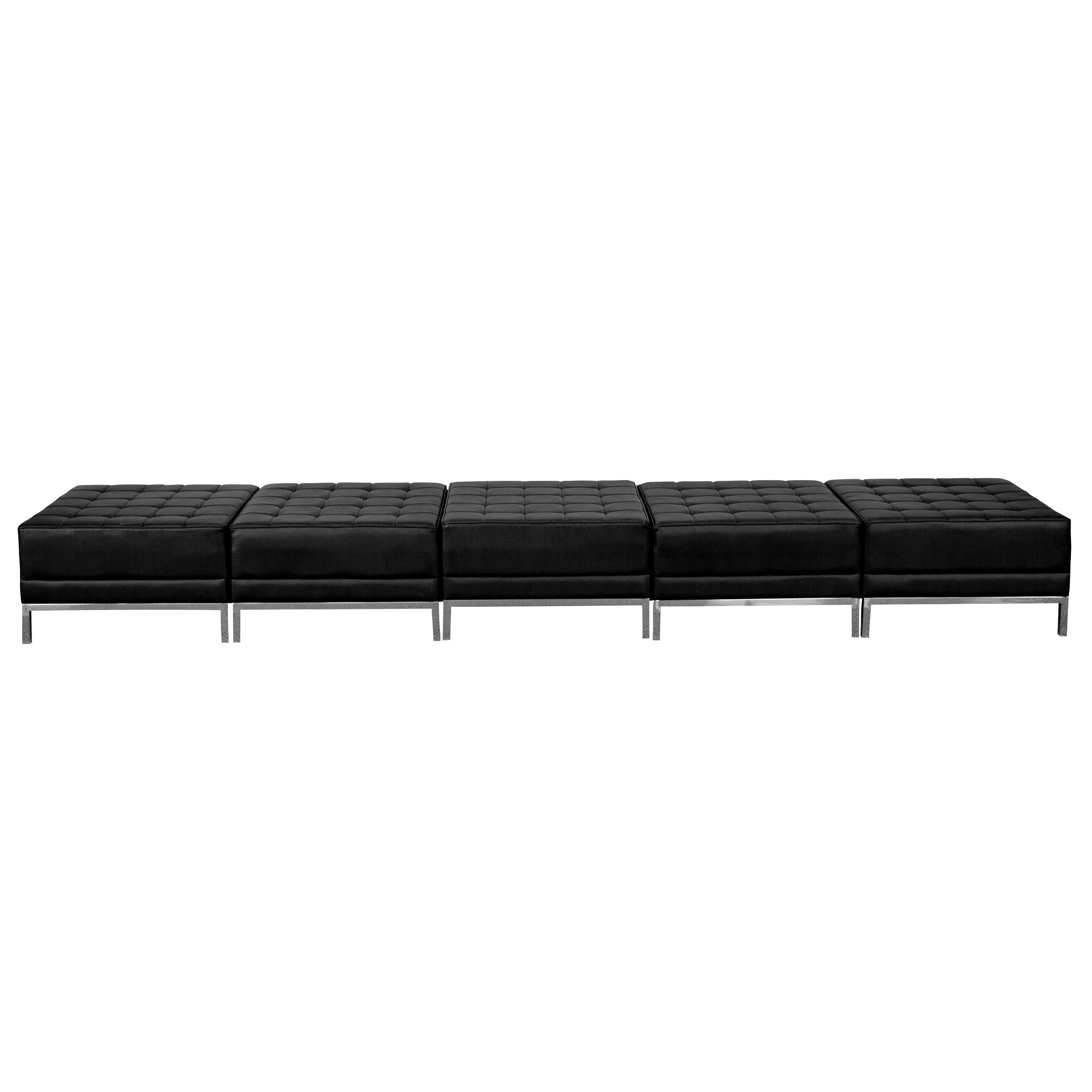 HERCULES Imagination Series Black LeatherSoft Five Seat Bench with Ganging Clips