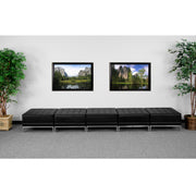 HERCULES Imagination Series Black LeatherSoft Five Seat Bench with Ganging Clips