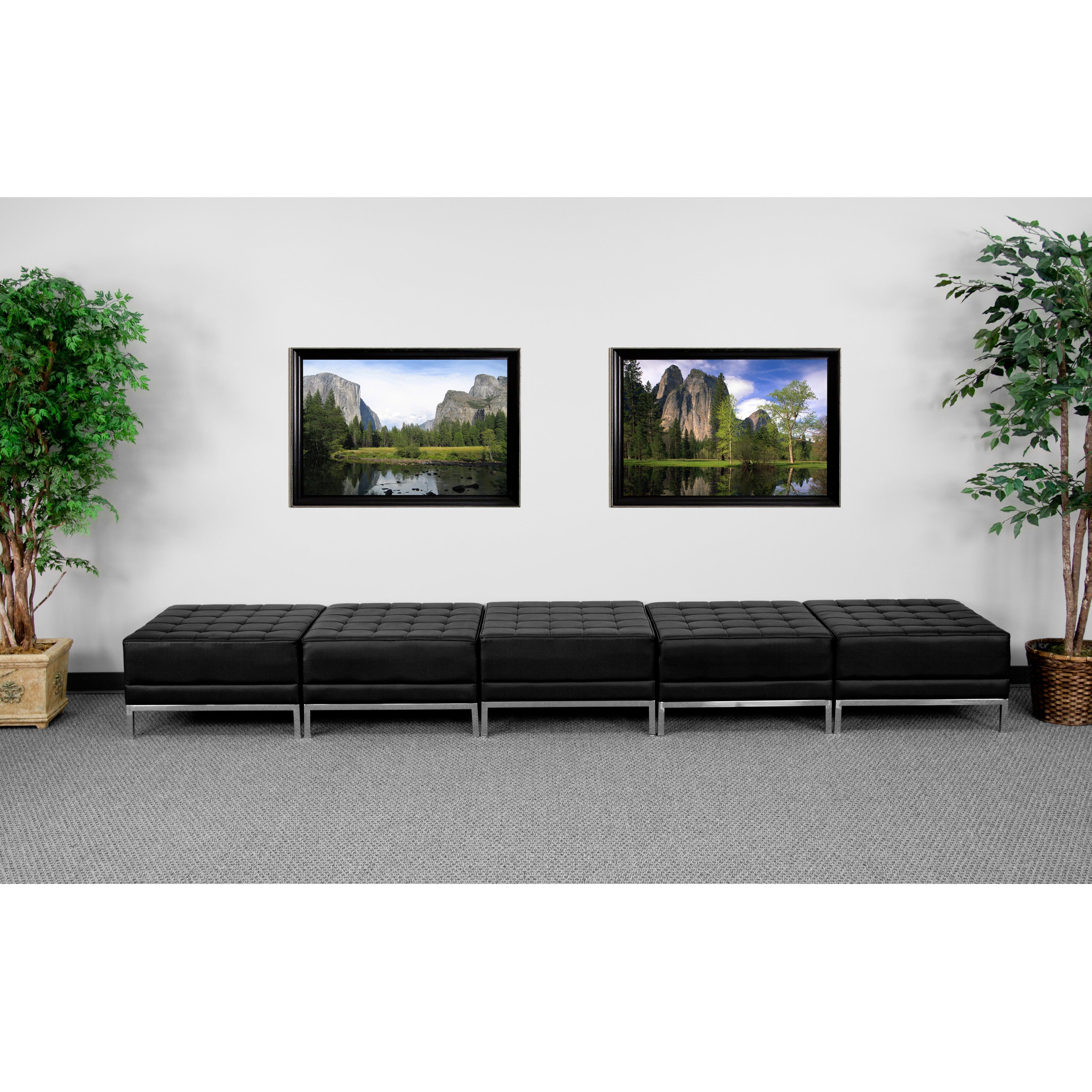 HERCULES Imagination Series Black LeatherSoft Five Seat Bench with Ganging Clips